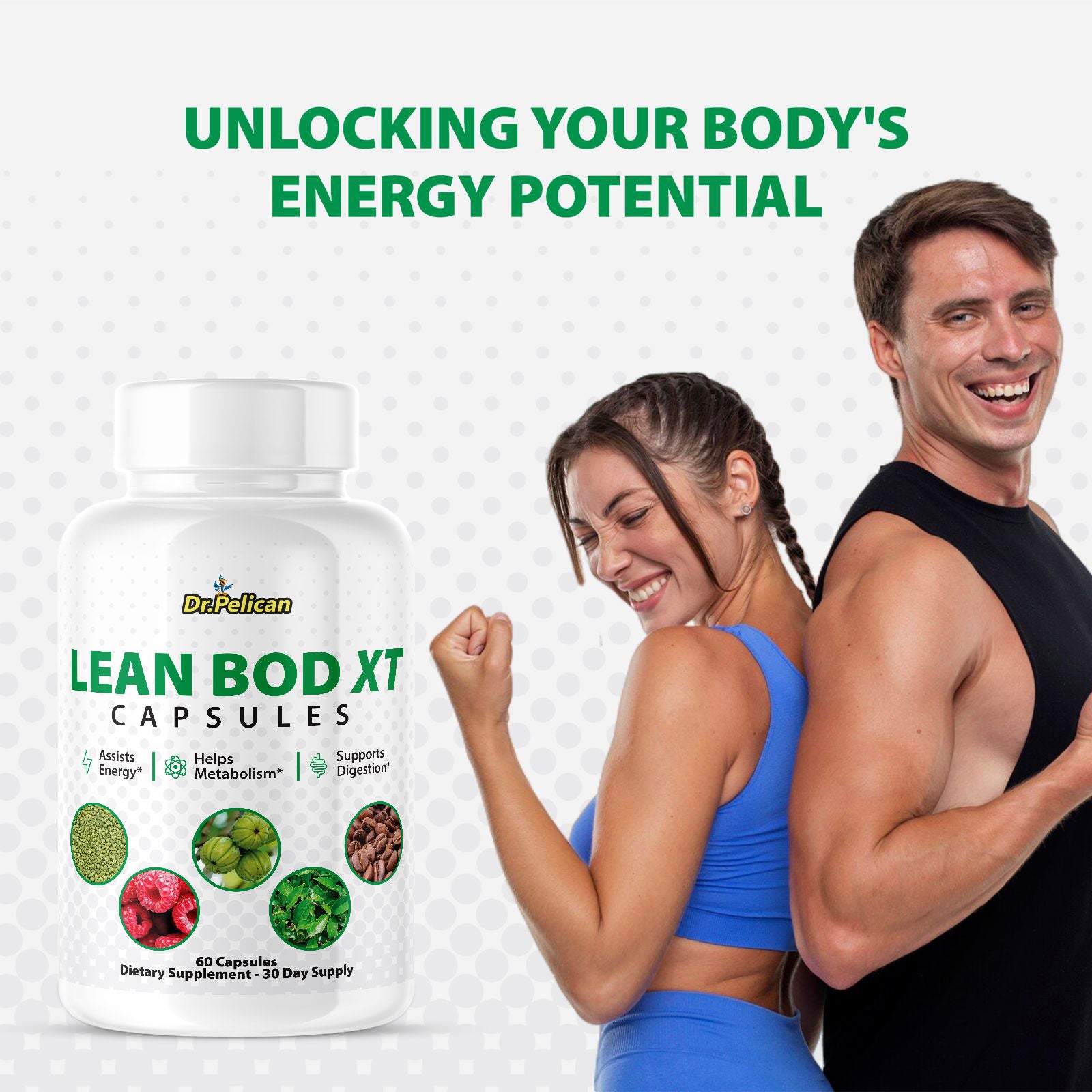 Lean Bod XT- Digestive Support- 12 Bottles- 720 Capsules