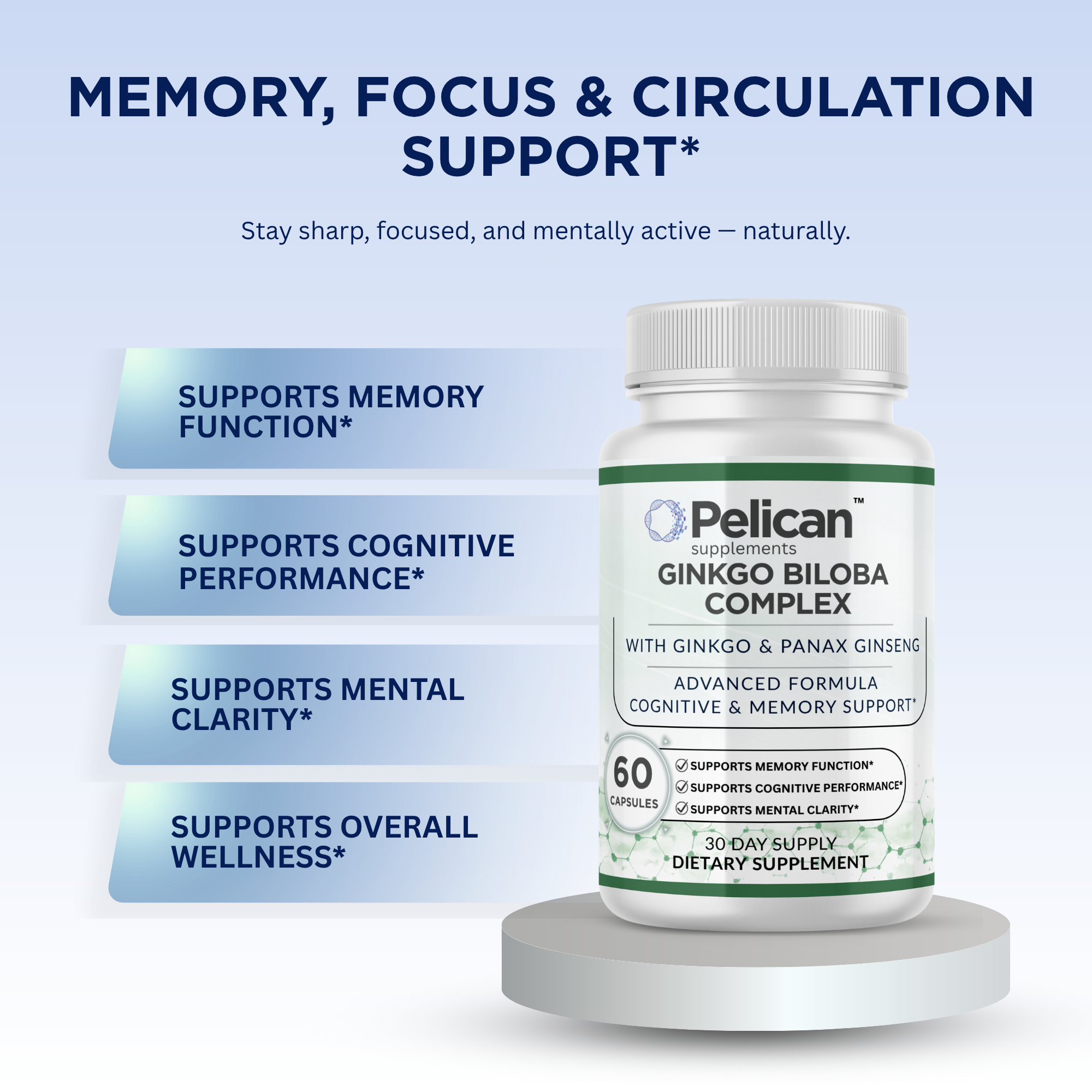 Pelican Ginkgo Biloba Complex – Cognitive & Memory Support – 60 Capsules