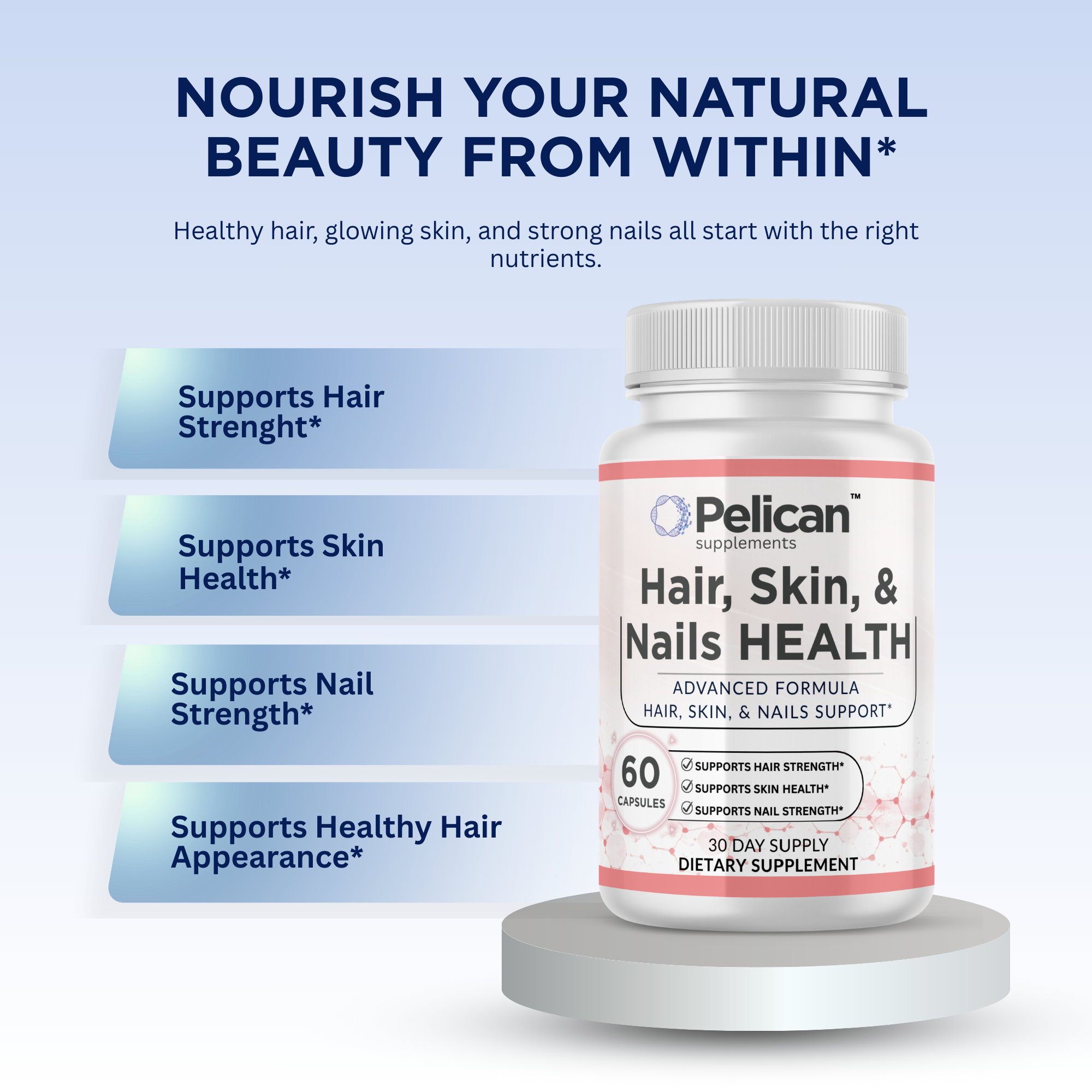 Pelican Hair Skin Nails Support – Beauty & Collagen Support – 60 Capsules