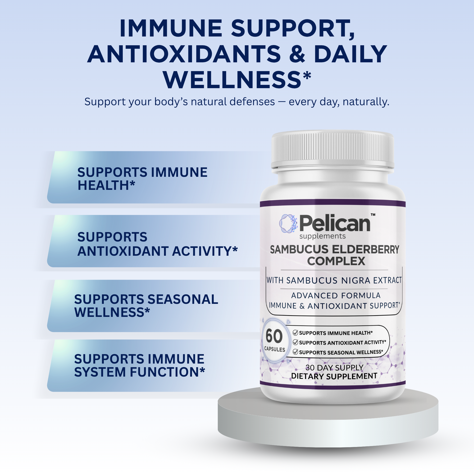 Pelican Sambucus Elderberry Complex – Immune & Antioxidant Support – 60 Capsules