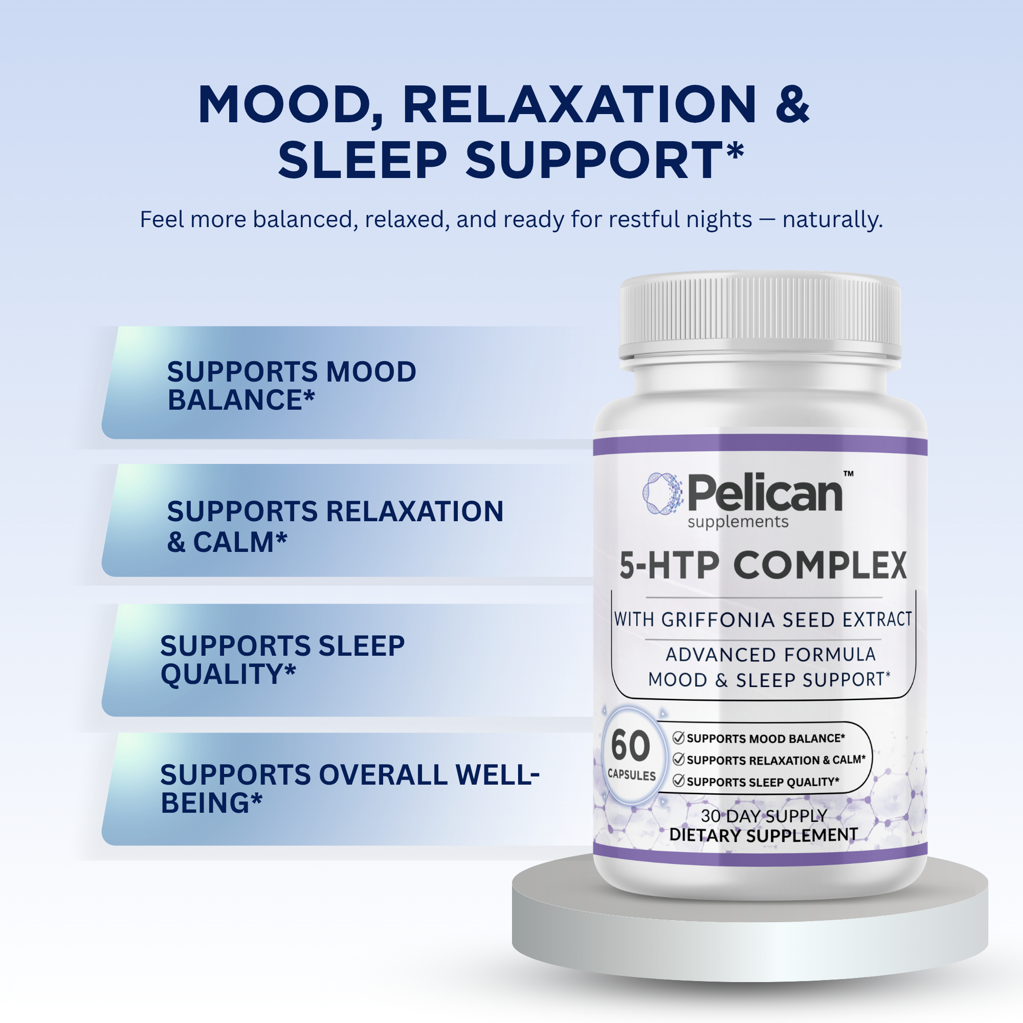 Pelican 5-HTP Complex – Mood & Sleep Support – 60 Capsules
