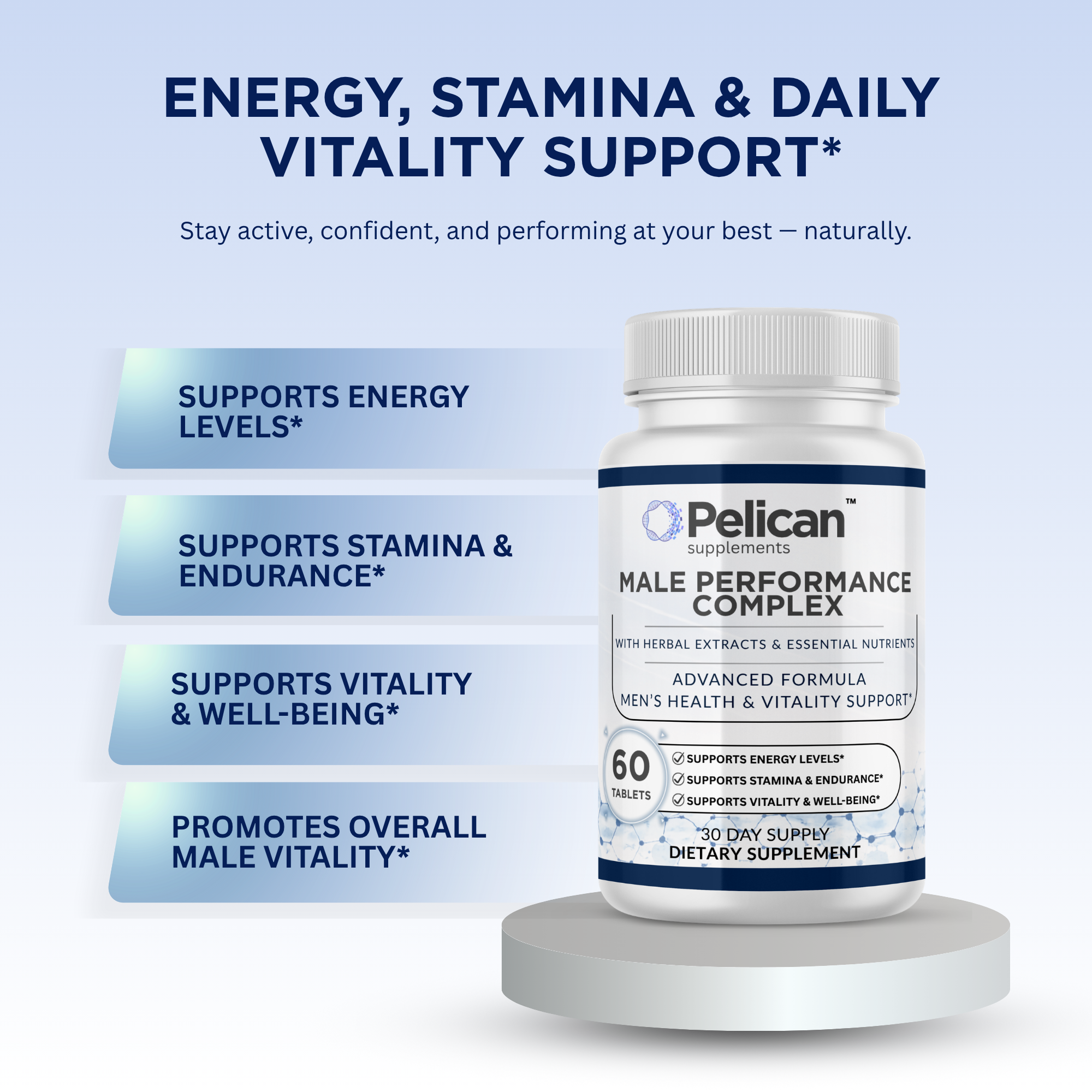 Pelican Male Performance Complex – Advanced Men’s Health & Vitality Support – 60 Tablets