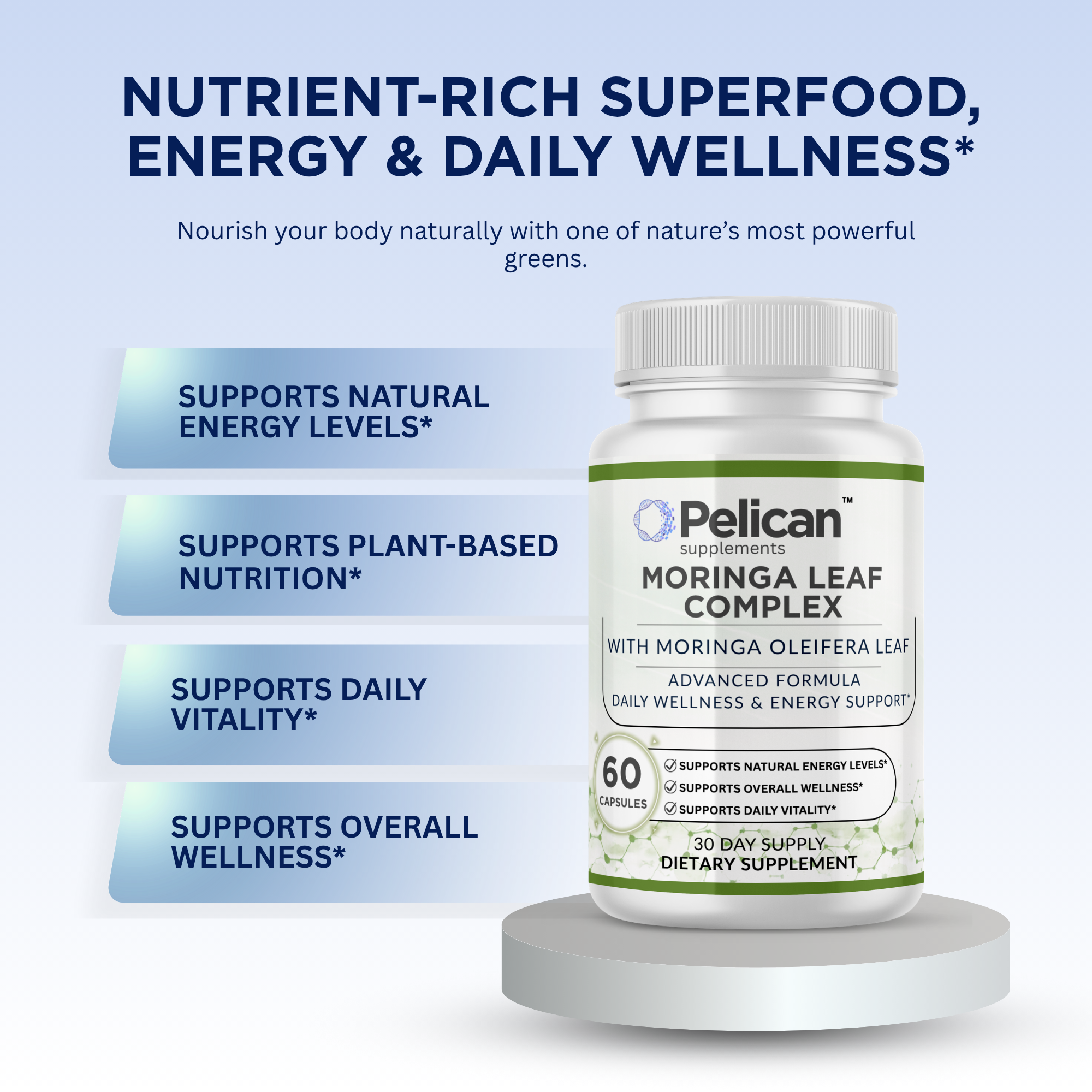 Pelican Moringa Leaf Complex – Daily Wellness & Energy Support – 60 Capsules