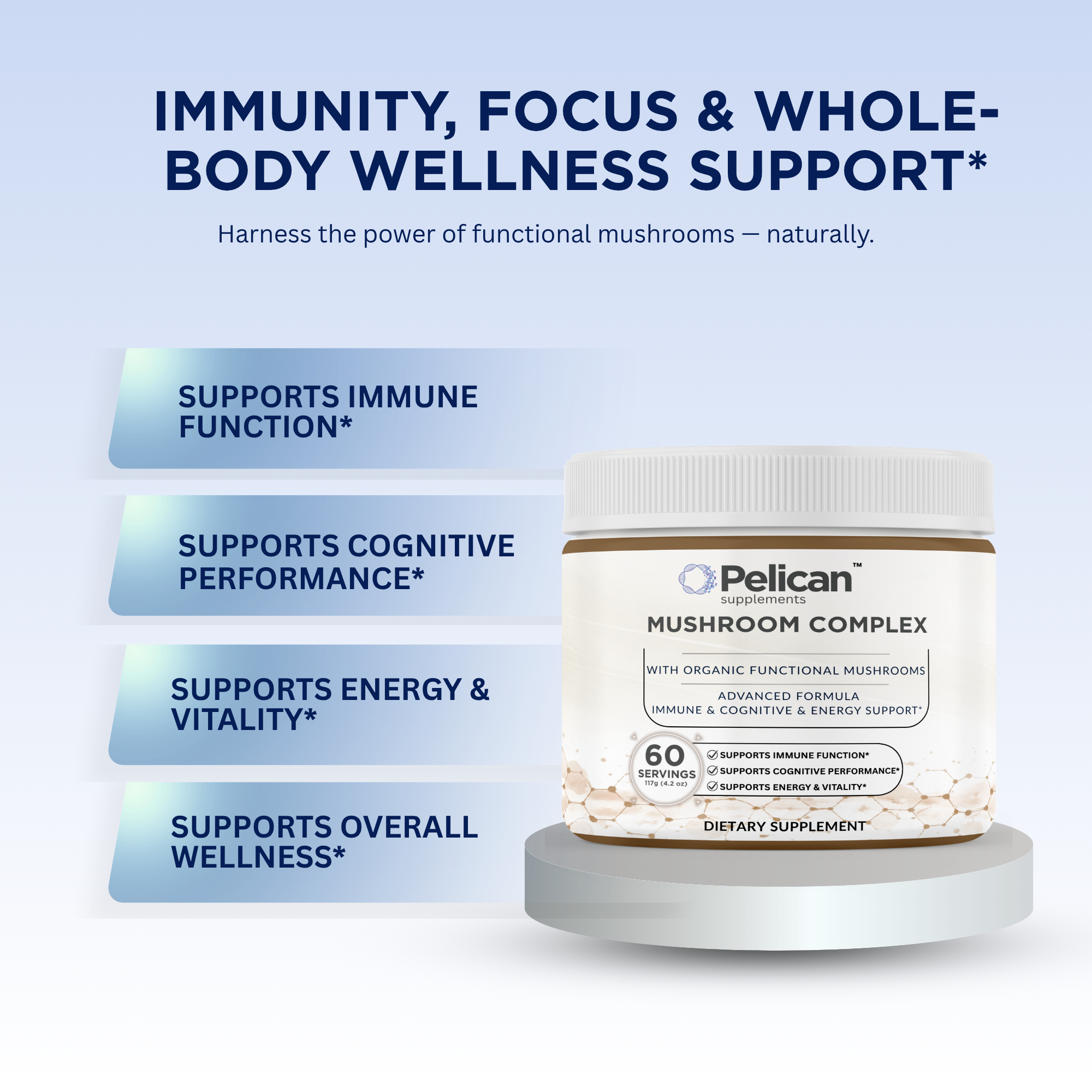 Pelican Mushroom Complex – Immune, Cognitive & Energy Support – Powder