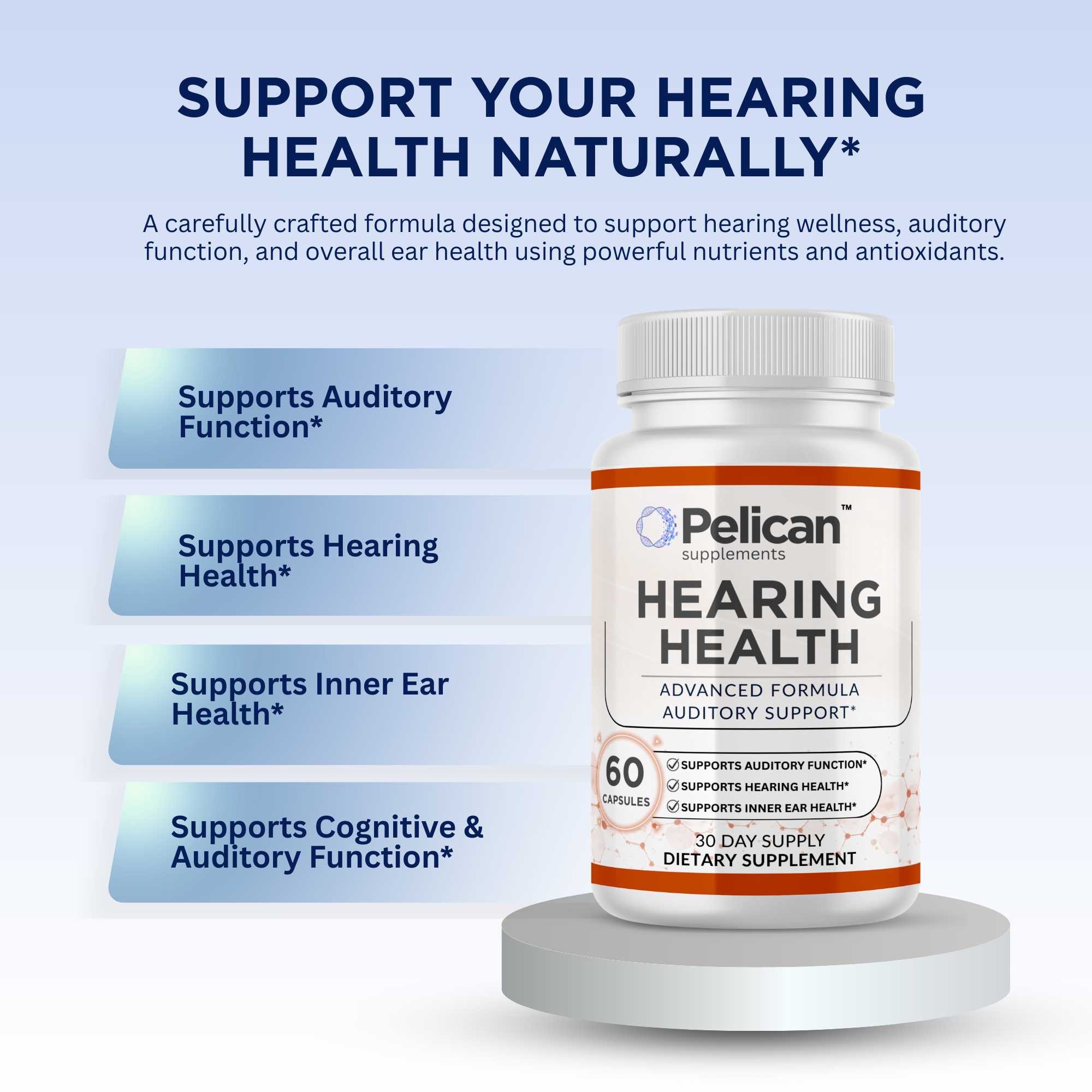 Pelican Hearing Support – Ear Health & Auditory Support – 60 Capsules