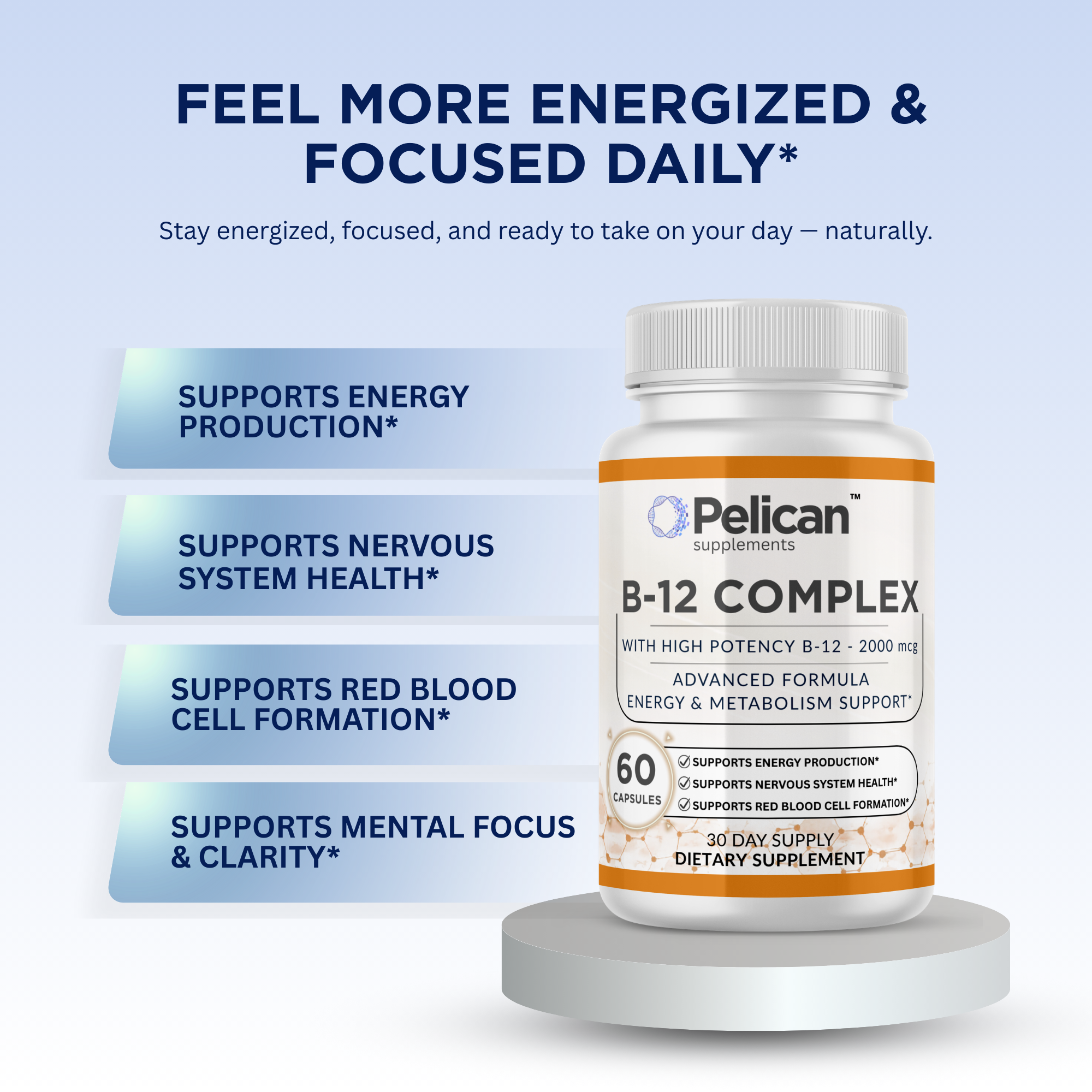 Pelican B12 Complex – Advanced B12 Support Formula – 60 Capsules