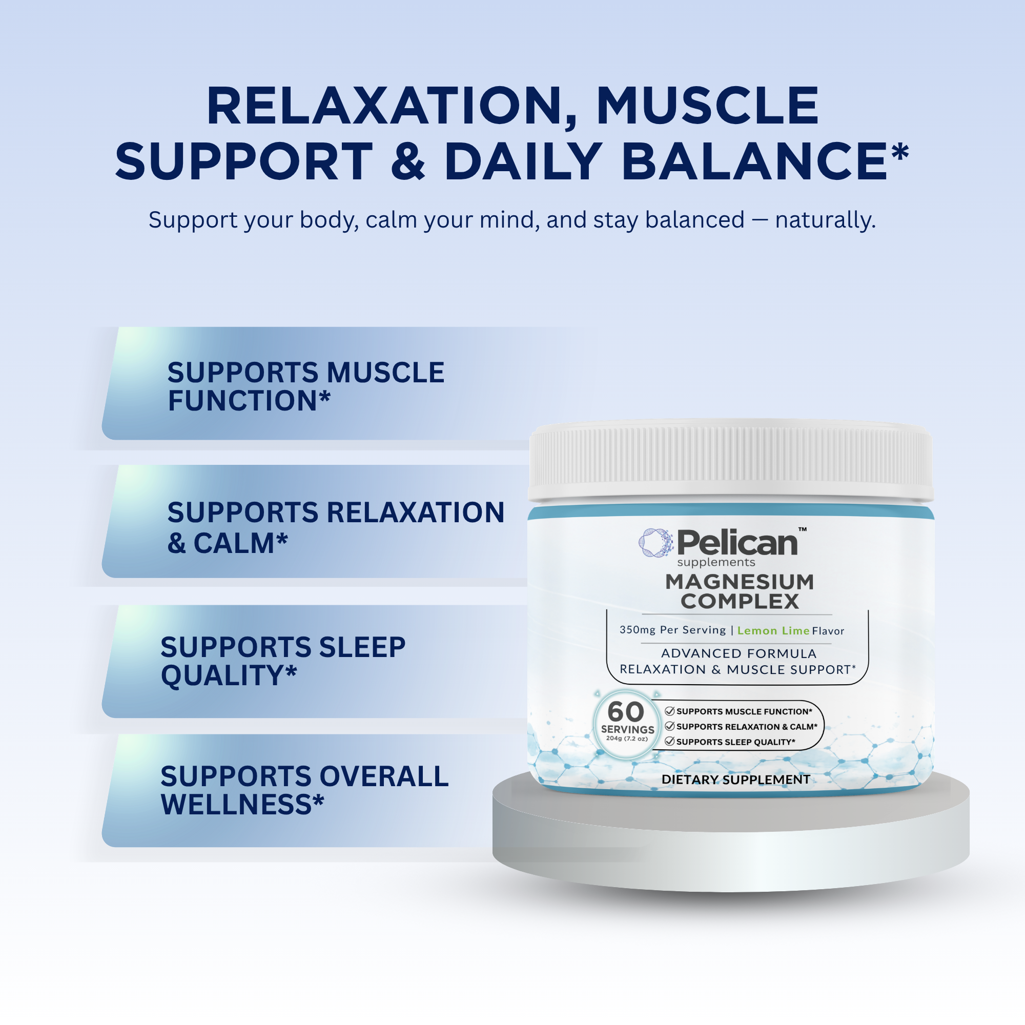 Pelican Magnesium Complex – Relaxation, Muscle & Sleep Support – Powder