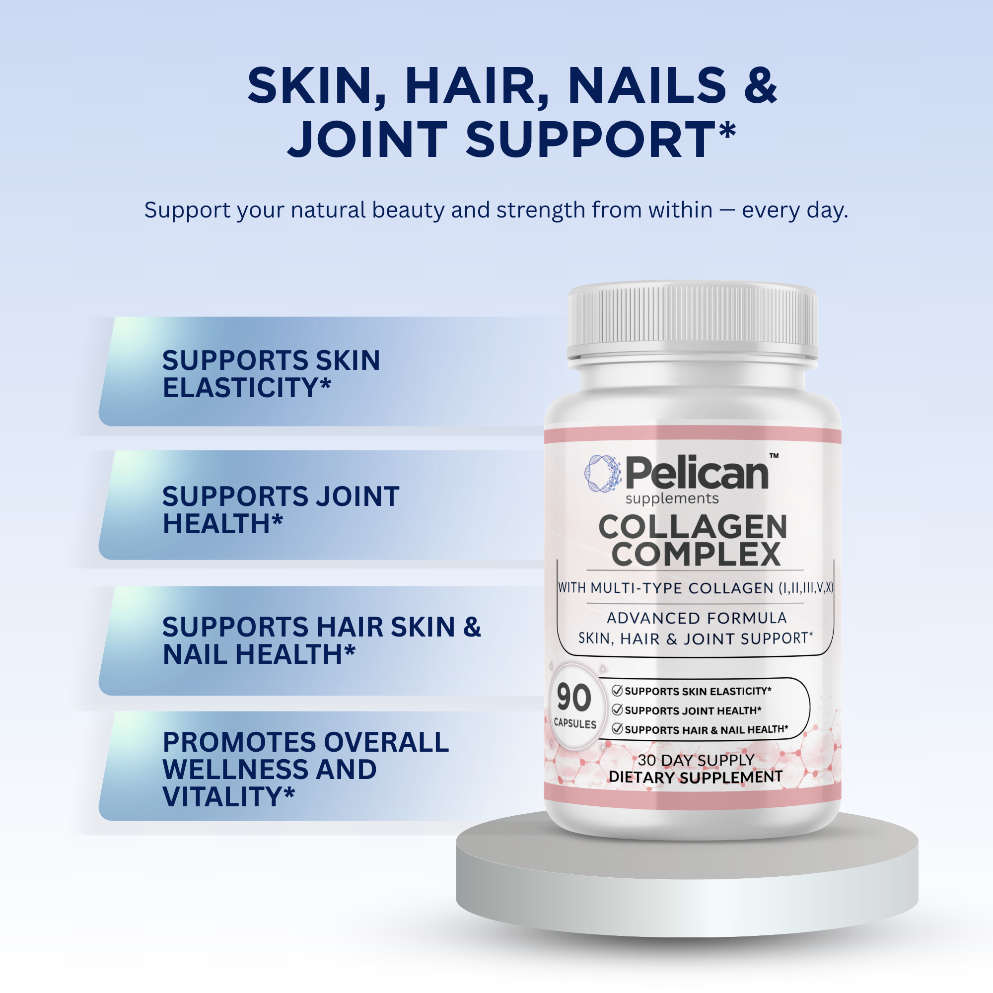 Pelican Collagen Complex – Advanced Skin, Hair & Joint Support – 90 Capsules