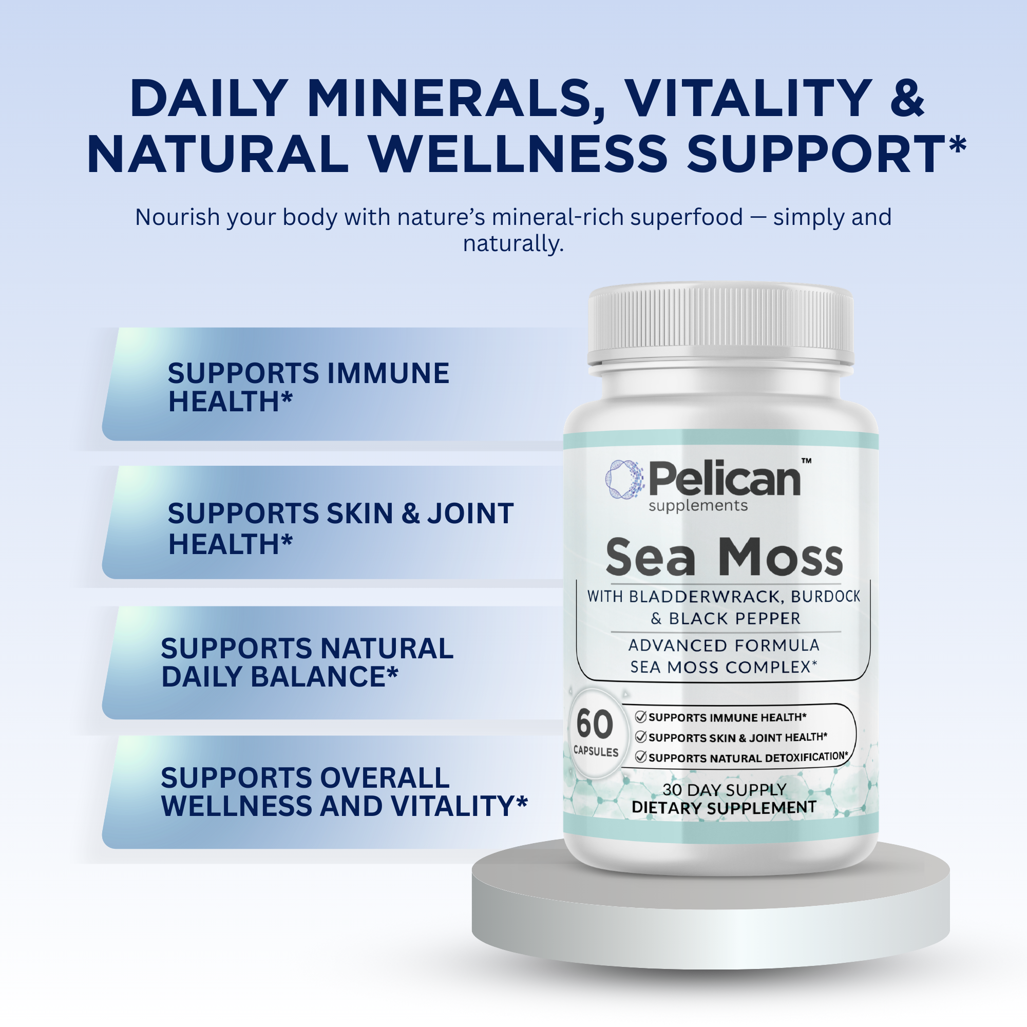 Pelican Sea Moss – Sea Moss Complex – 60 Capsules