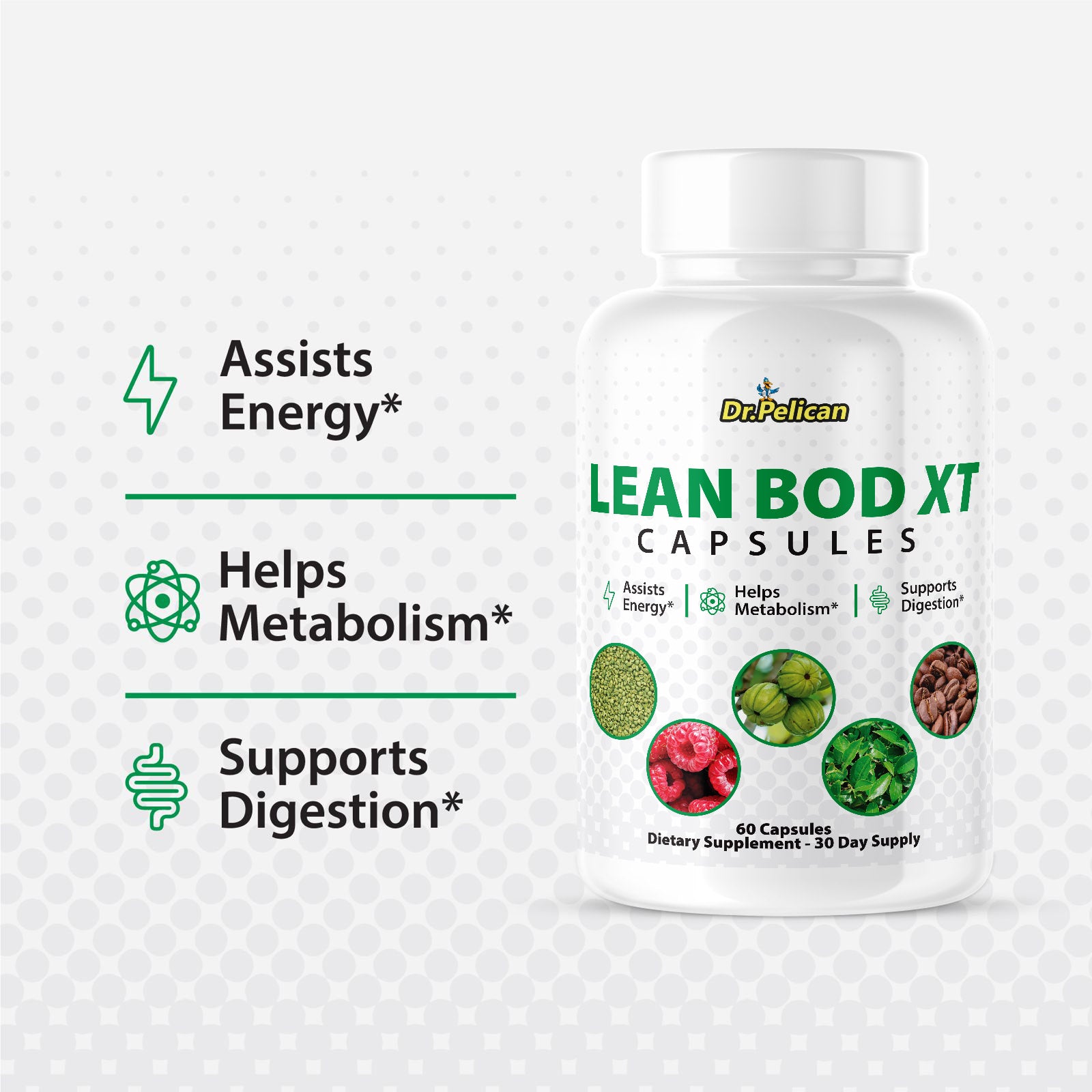 Lean Bod XT- Digestive Support- 10 Bottles- 600 Capsules