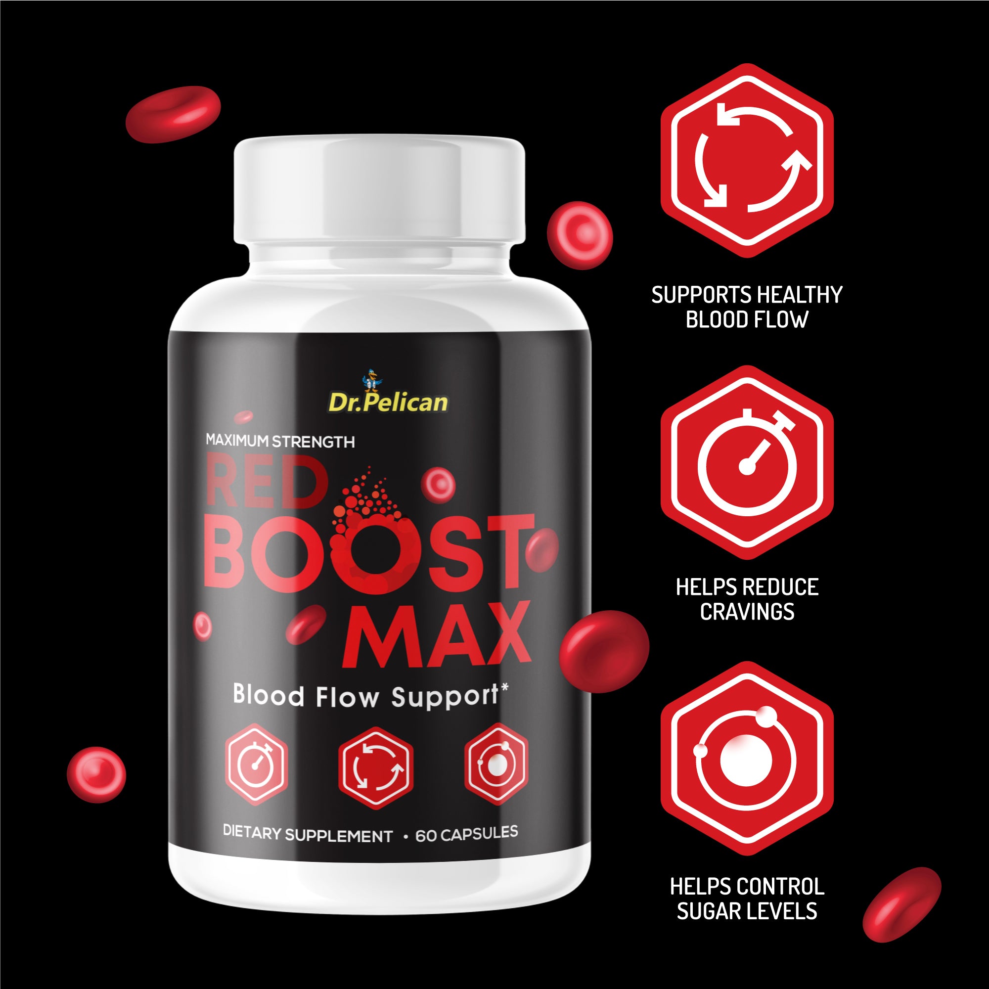 Red Boost Max- Blood Support - 3 Bottles- 180 Capsules
