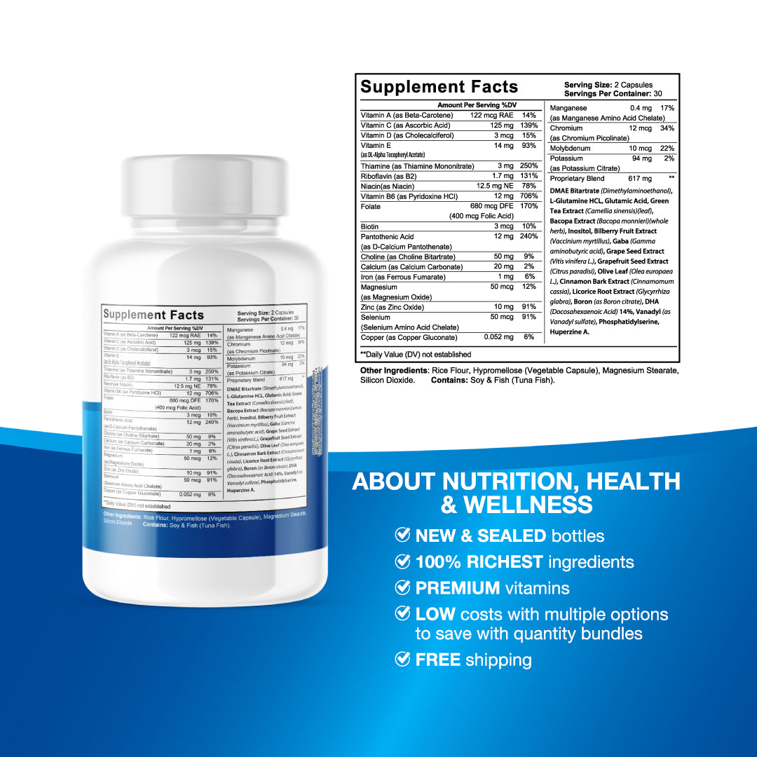 CogniCare Pro- Brain Support- 4 Bottles- 240 Capsules