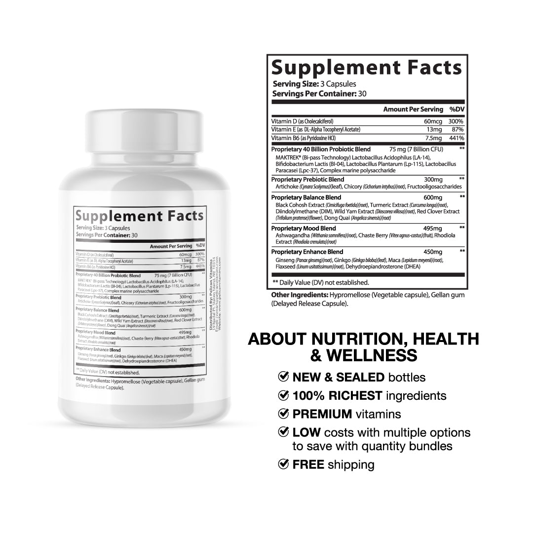 FemiPro-Menopause Balance Support/Women's Health- 3 Bottles- 270 Capsules