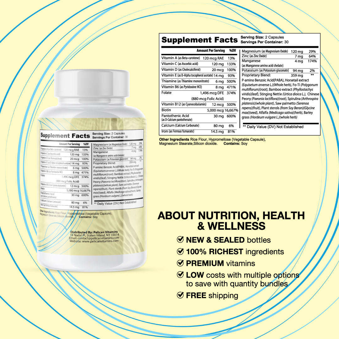 Folixopril- Hair Support- 2 Bottles- 120 Capsules