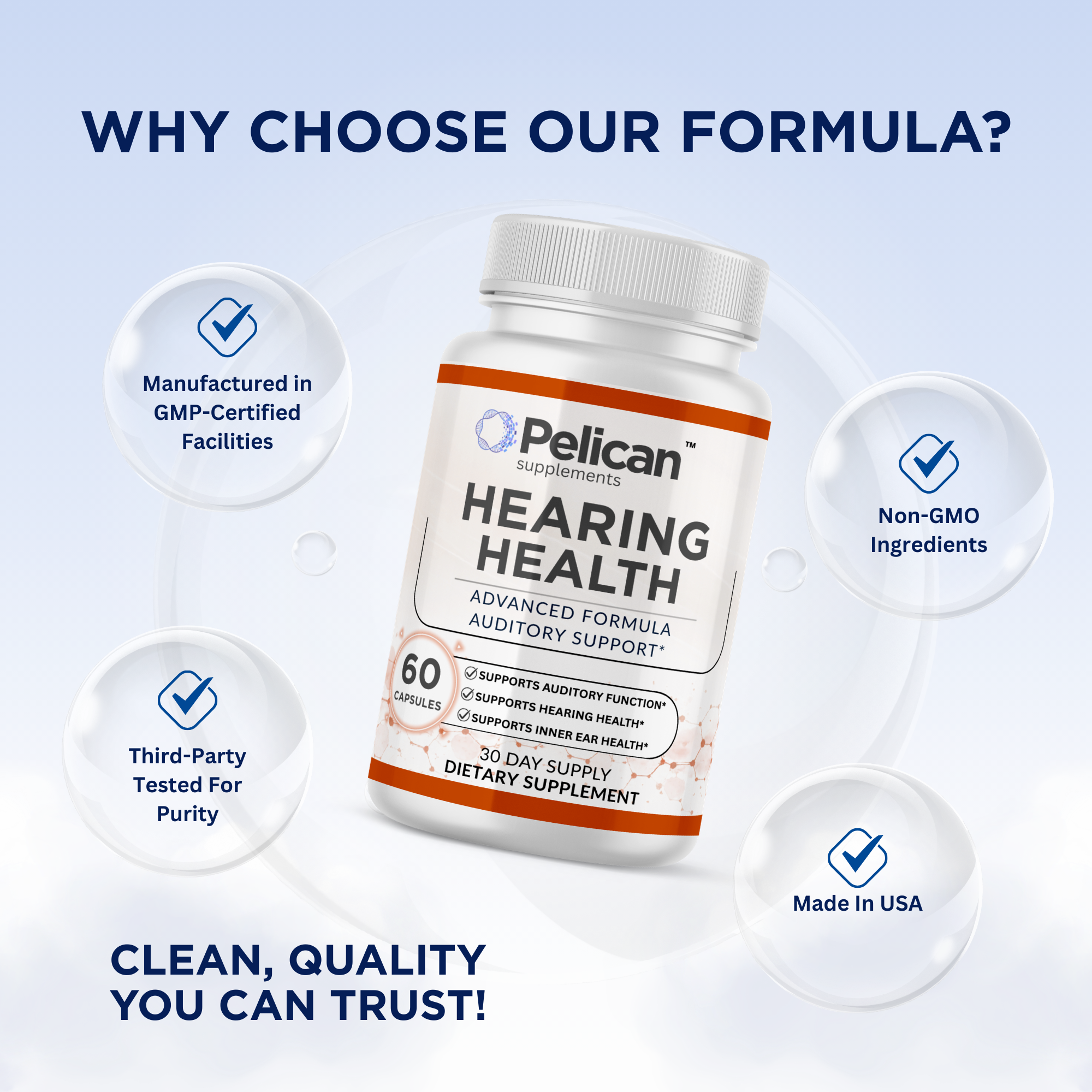 Pelican Hearing Support – Ear Health & Auditory Support – 60 Capsules