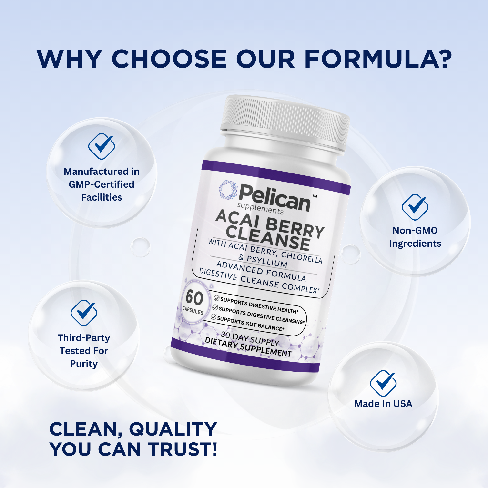 Pelican Acai Berry Cleanse – Advanced Cleanse Support Formula – 60 Capsules