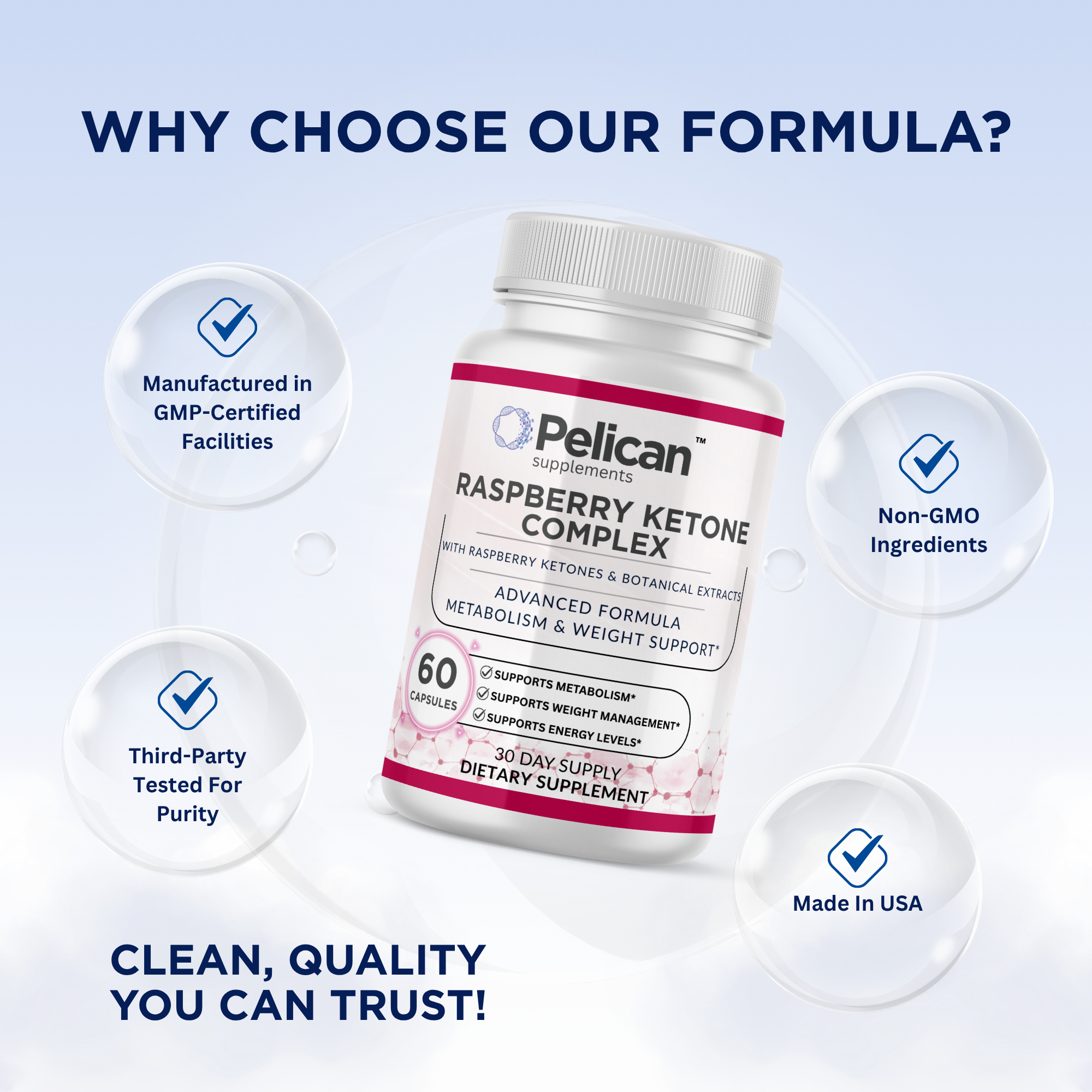 Pelican Raspberry Ketone Complex – Advanced Metabolism & Weight Management Support – 60 Capsules