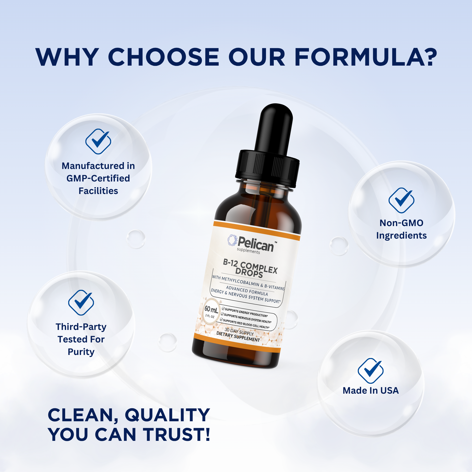 Pelican B-12 Complex Drops – Advanced Energy & Nervous System Support – 60 mL
