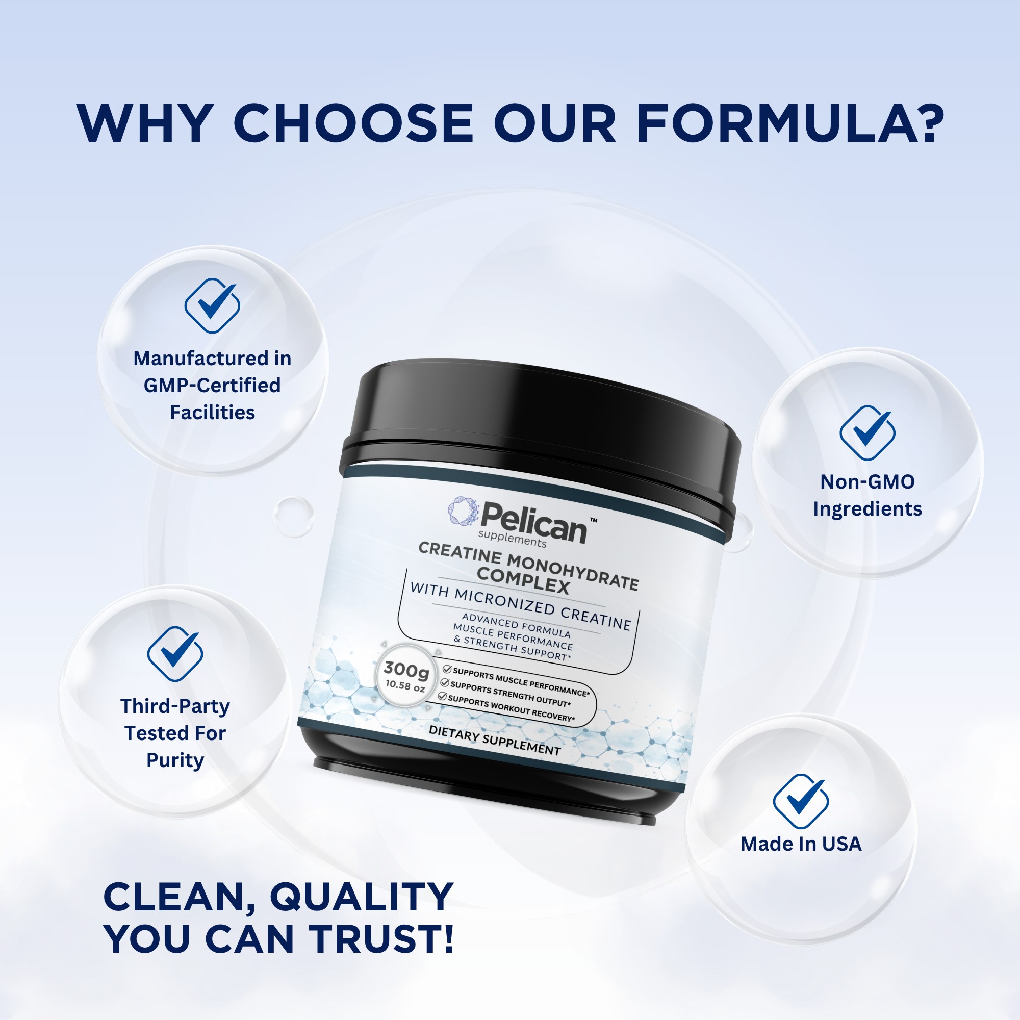Pelican Creatine Monohydrate Complex – Muscle Performance & Strength Support – Powder