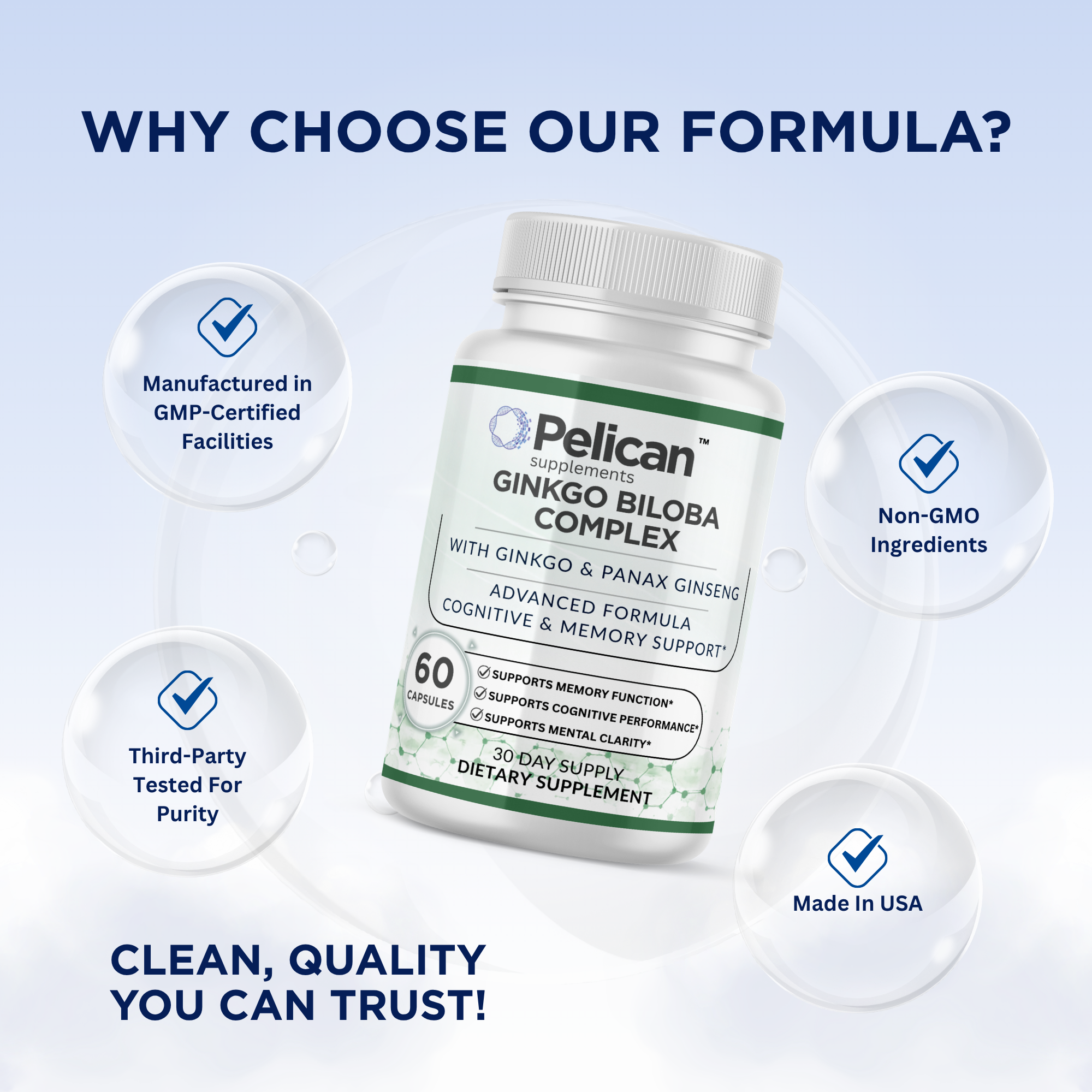 Pelican Ginkgo Biloba Complex – Cognitive & Memory Support – 60 Capsules