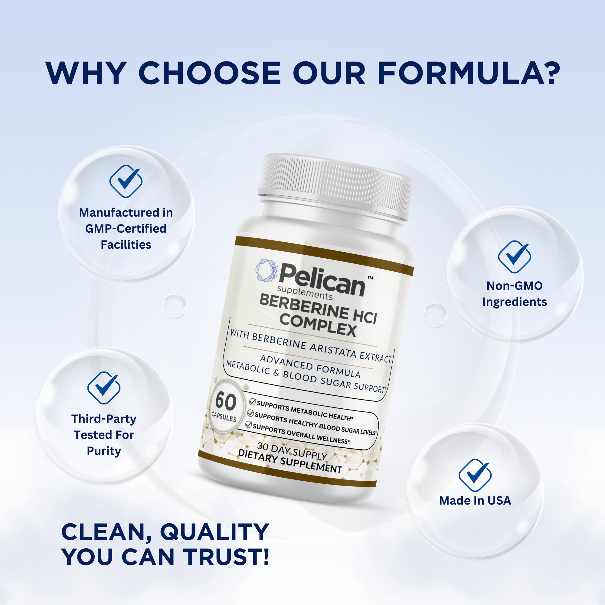 Pelican Berberine HCl Complex – Metabolic & Blood Sugar Support – 60 Capsules