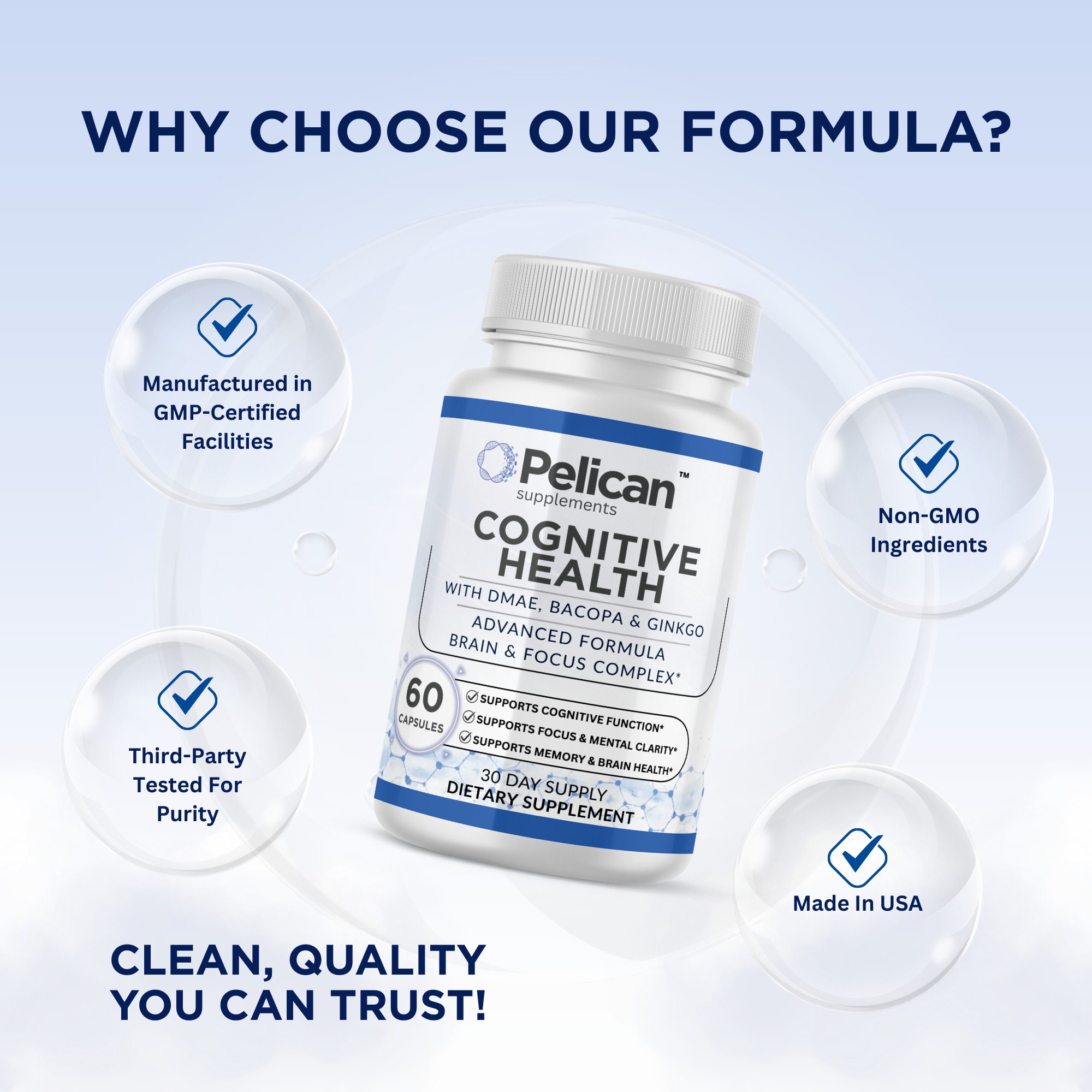 Pelican Cognitive Health – Advanced Cognitive Support Formula – 60 Capsules