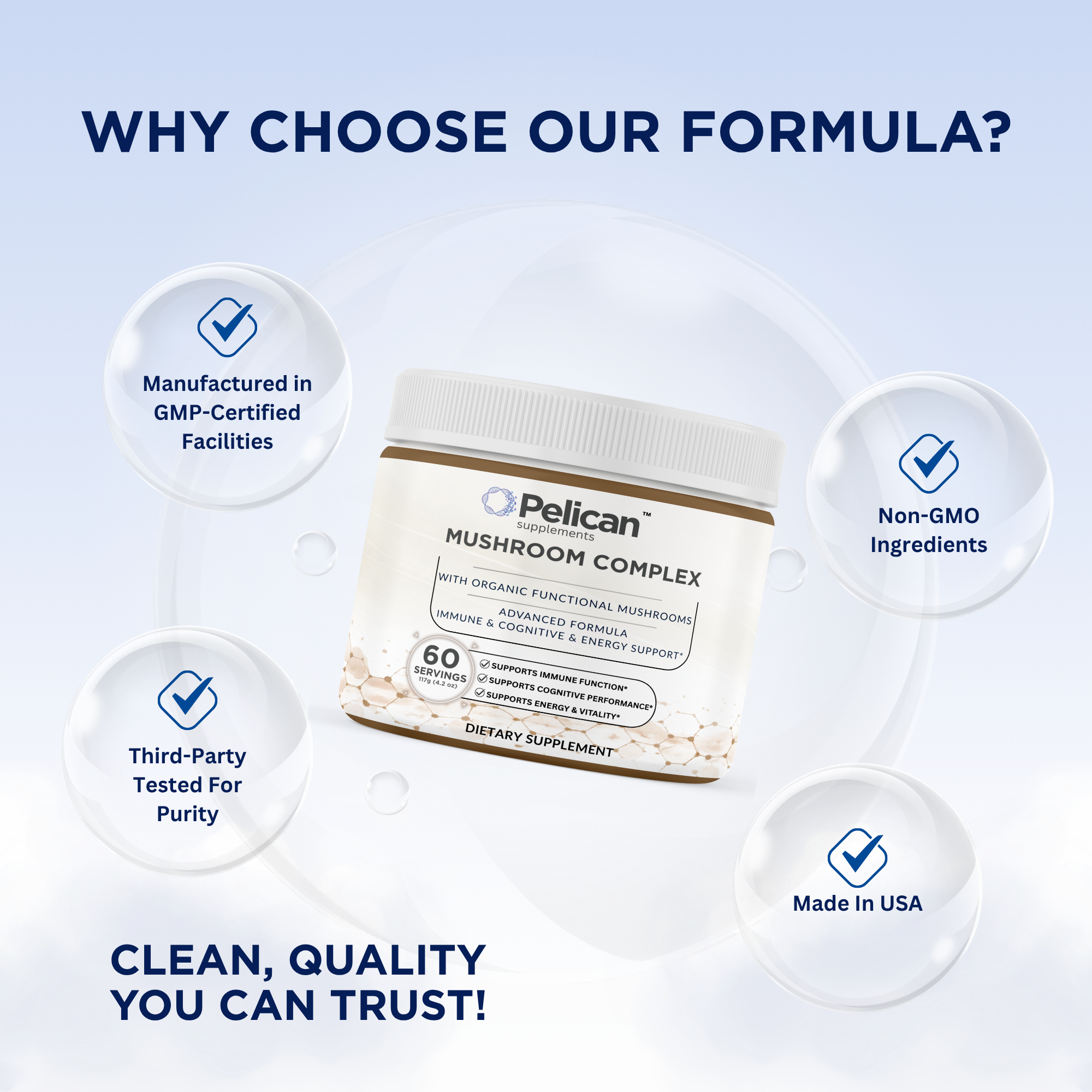 Pelican Mushroom Complex – Immune, Cognitive & Energy Support – Powder