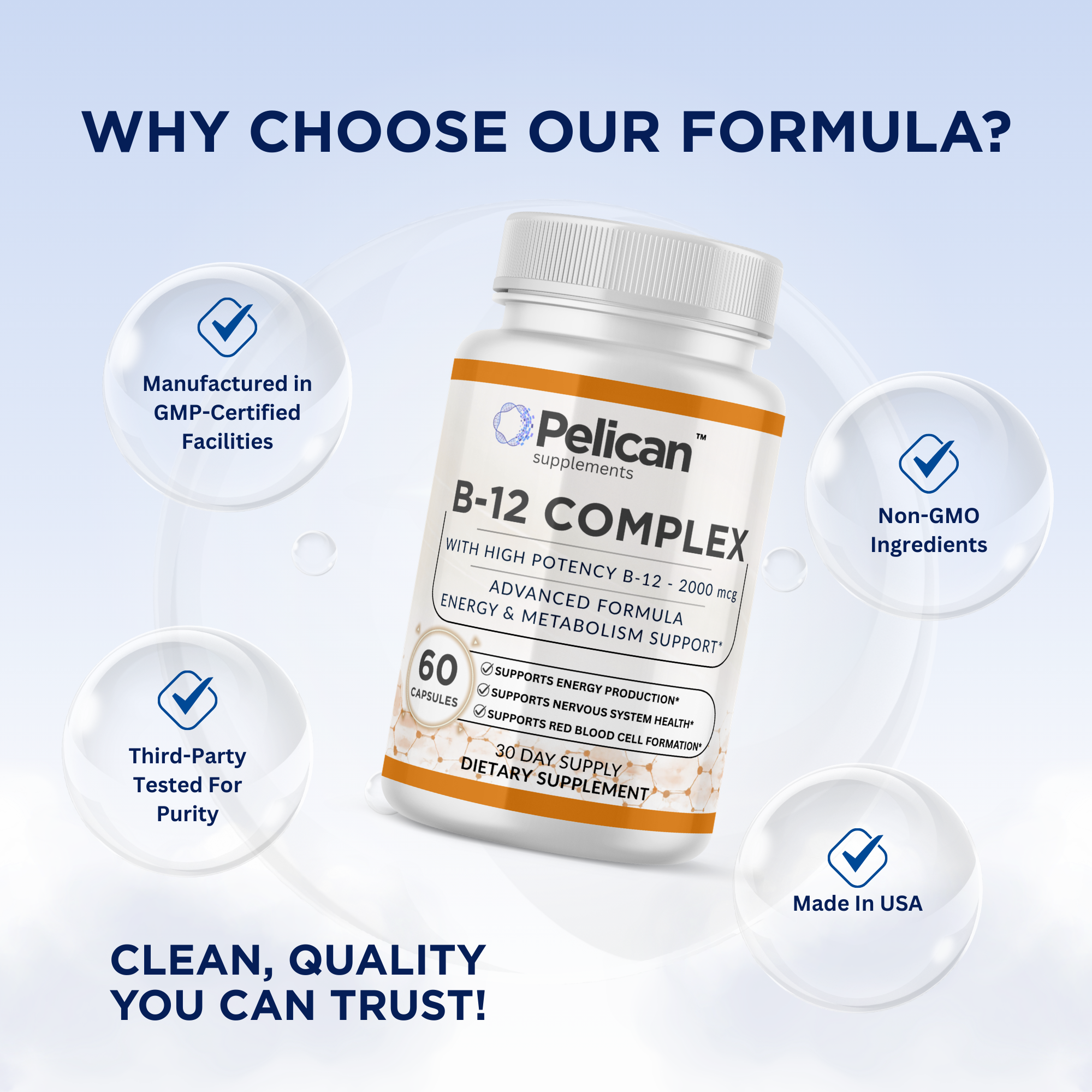 Pelican B12 Complex – Advanced B12 Support Formula – 60 Capsules