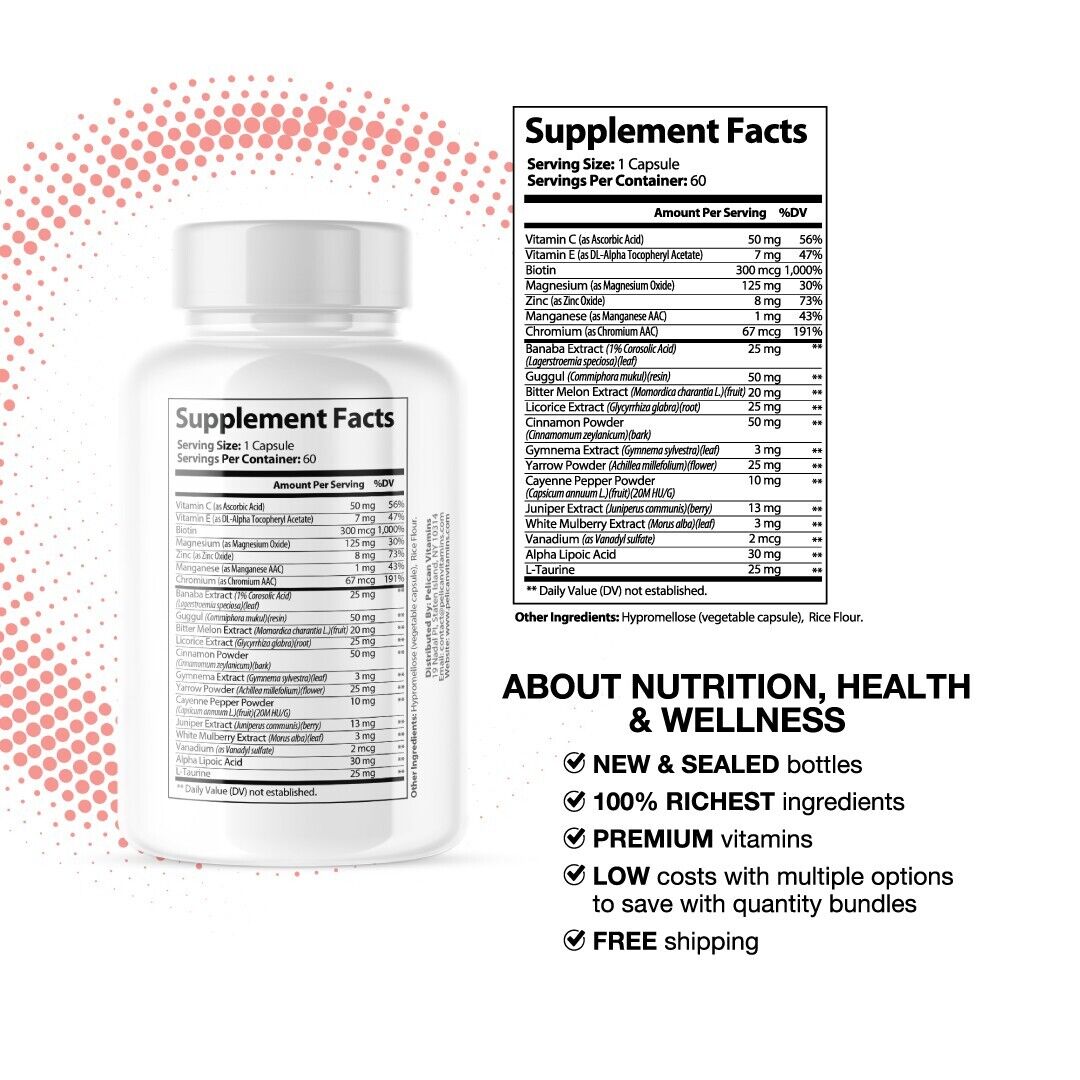 Sugar Shield - Blood Support- 5 Bottles- 300 Capsules