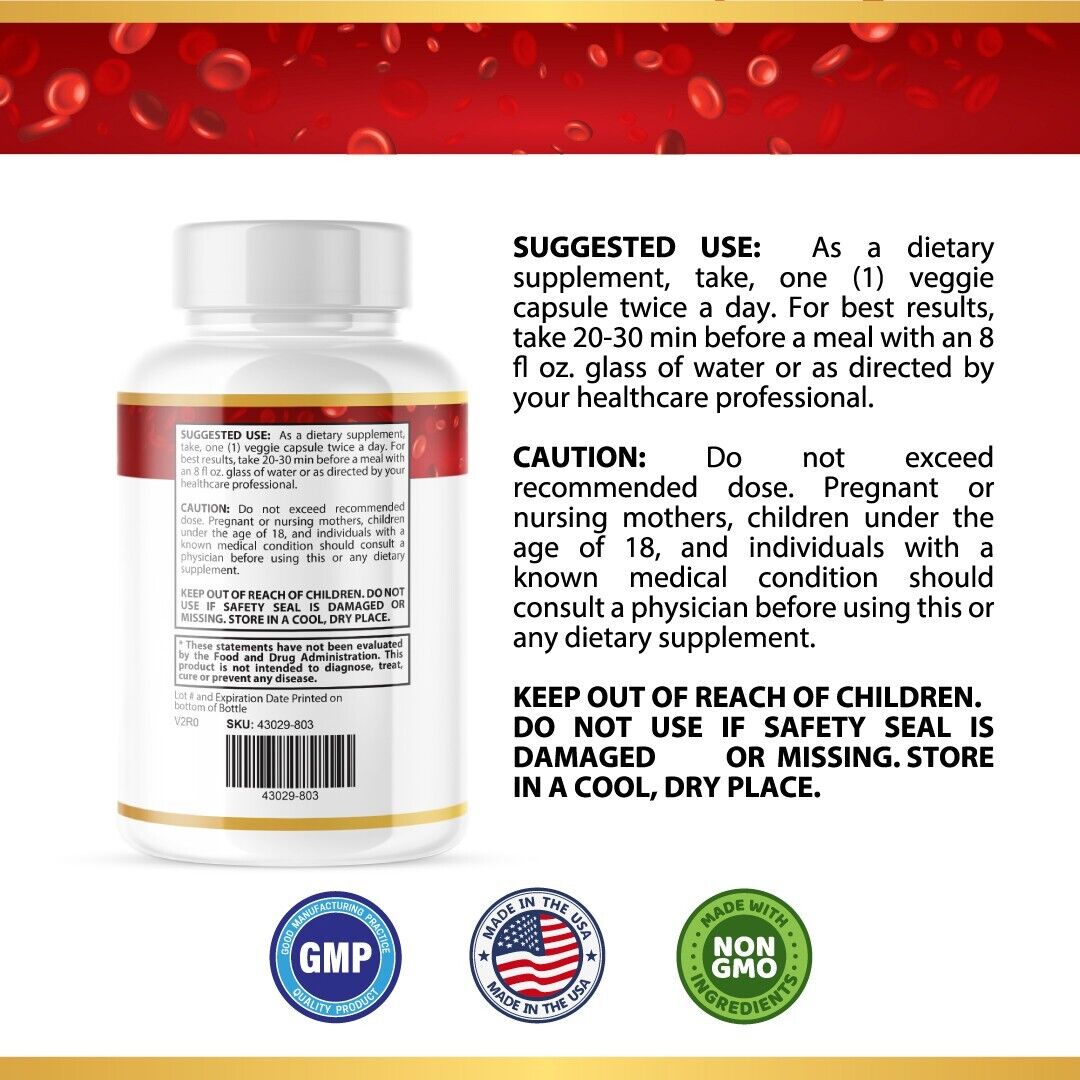 Blood Balance- Blood Support- 5 Bottles- 300 Capsules