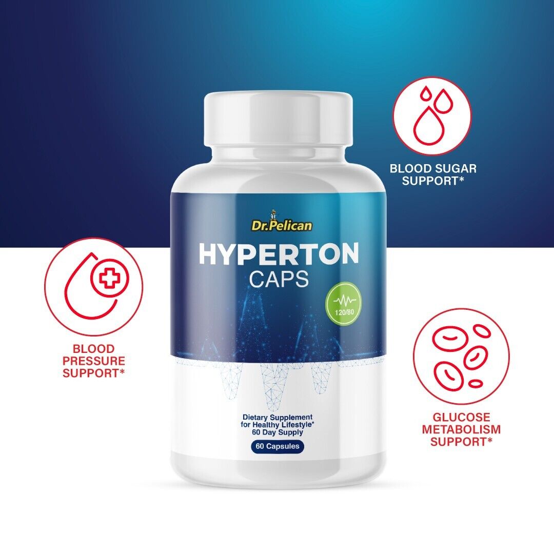 Hyperton Caps- Blood Support- 5 Bottles- 300 Capsules
