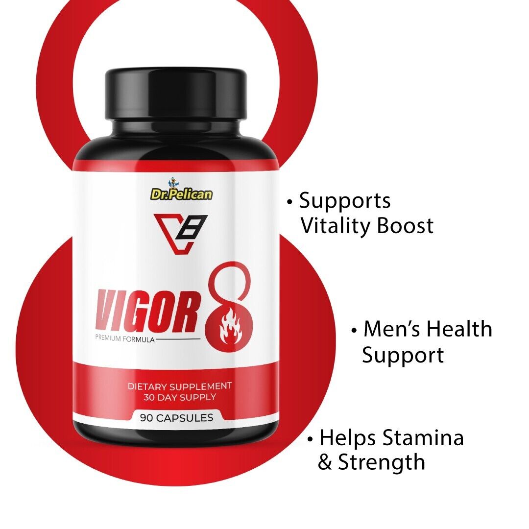 Vigor8- Bodybuilding & Men's Health Support- 5 Bottles- 450 Capsules