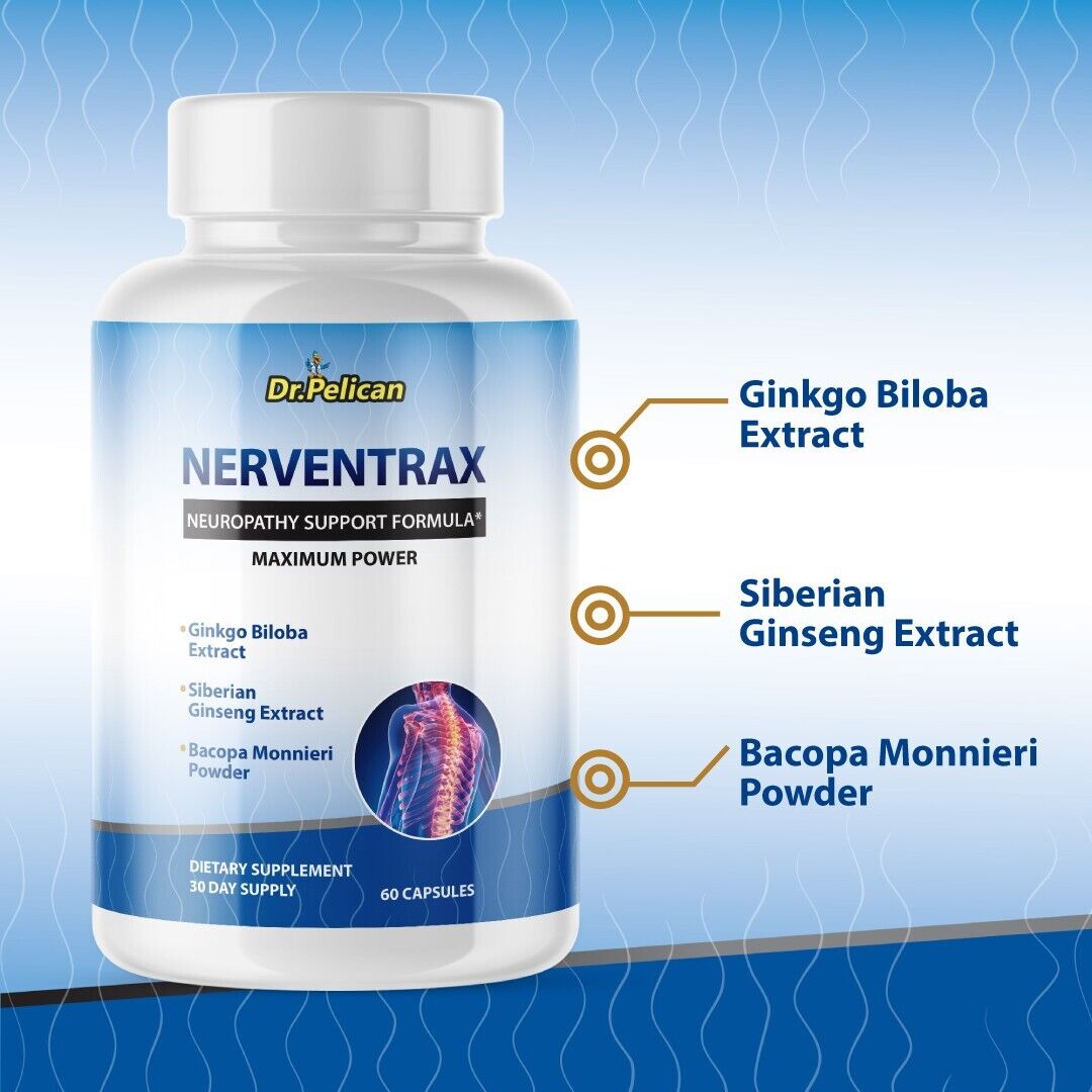 Nerventrax- Nerve & Brain Support- 5 Bottles- 300 Capsules
