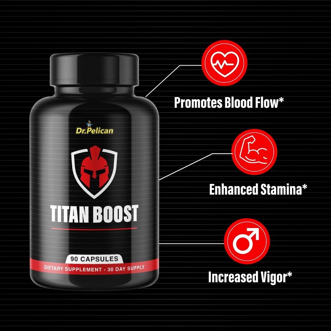 Titan Boost- Bodybuilding & Men's Health Support- 2 Bottles- 180 Capsules