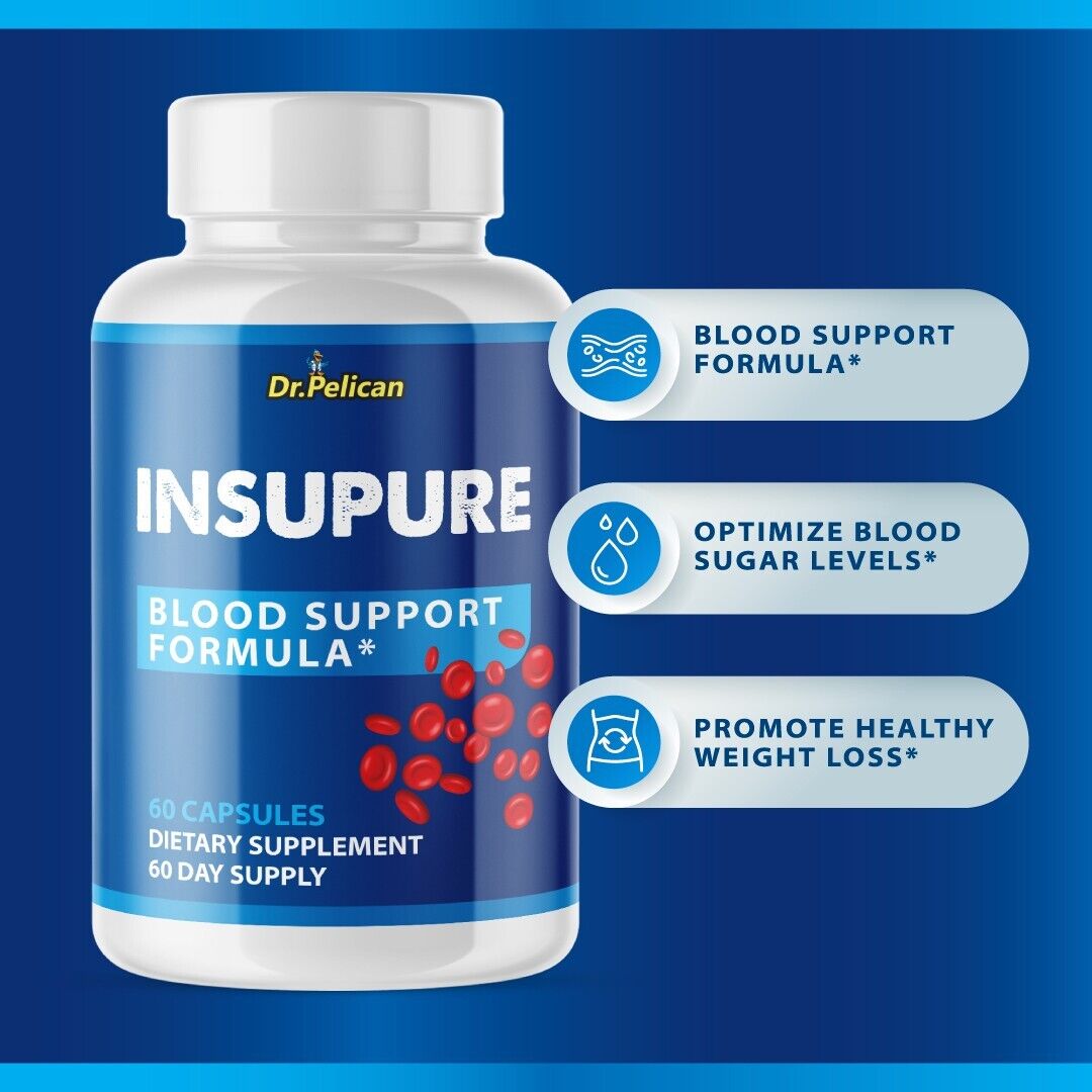 Insupure- Blood & Heart Support- 2 Bottles- 120 Capsules