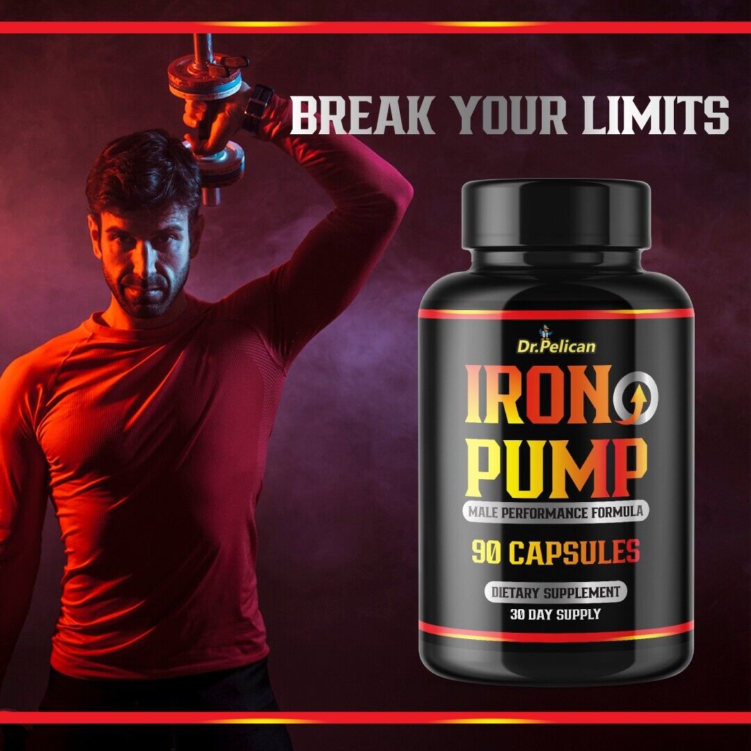 Iron Pump- Bodybuilding & Men's Health Support- 4 Bottles- 360 Capsules