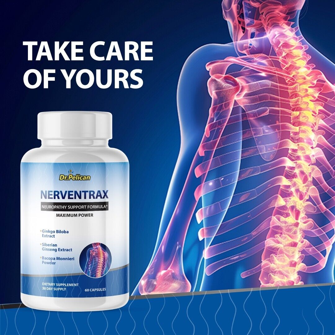 Nerventrax- Nerve & Brain Support- 3 Bottles- 180 Capsules