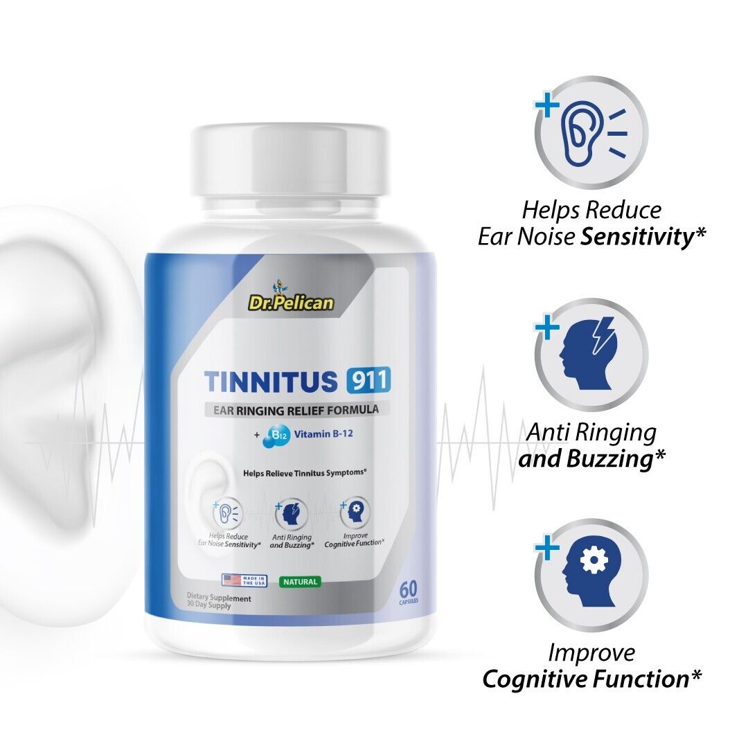 Tinnitus 911- Hearing Support- 2 Bottles- 120 Capsules