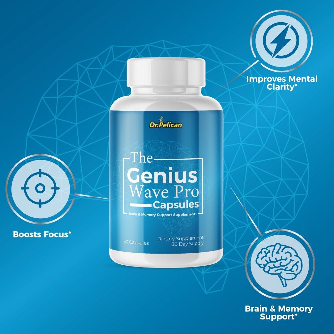 The Genius Wave Pro- Brain Support- 12 Bottles- 720 Capsules
