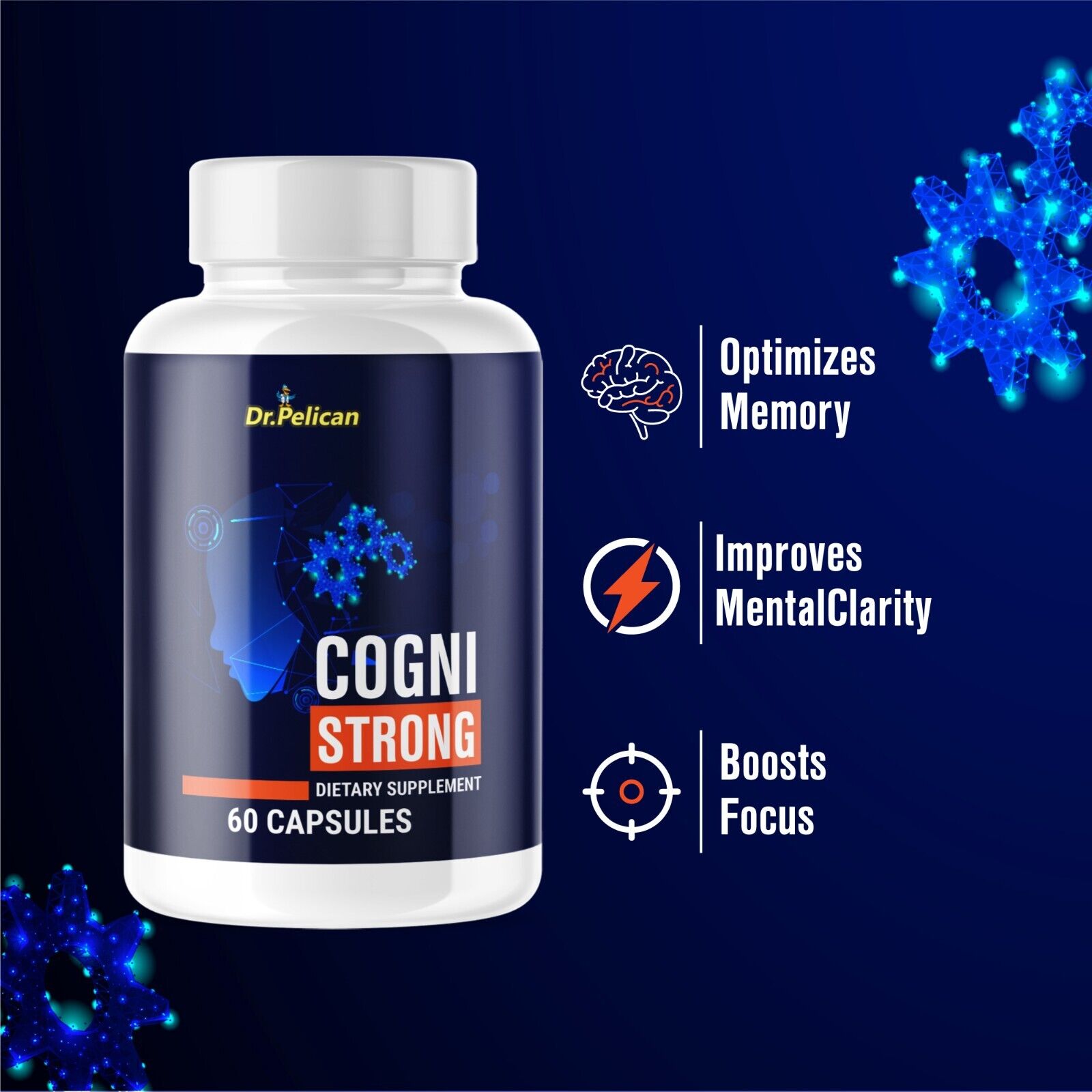 Cogni Strong- Brain Support- 12 Bottles- 720 Capsules