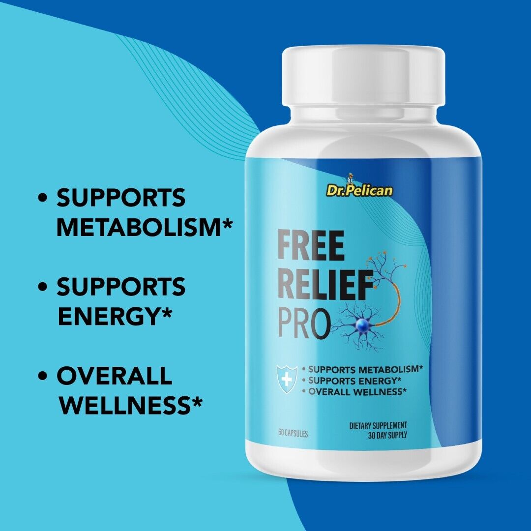 Free Relief Pro- Nerve & Brain Support- 4 Bottles- 240 Capsules
