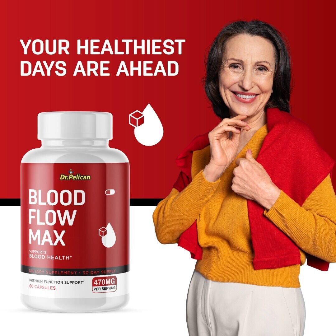 Blood Flow Max- Blood Support- 5 Bottles- 300 Capsules