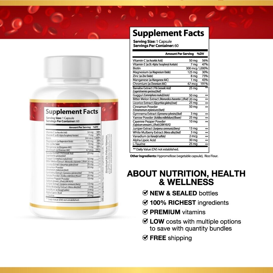 Blood Balance- Blood Support- 5 Bottles- 300 Capsules