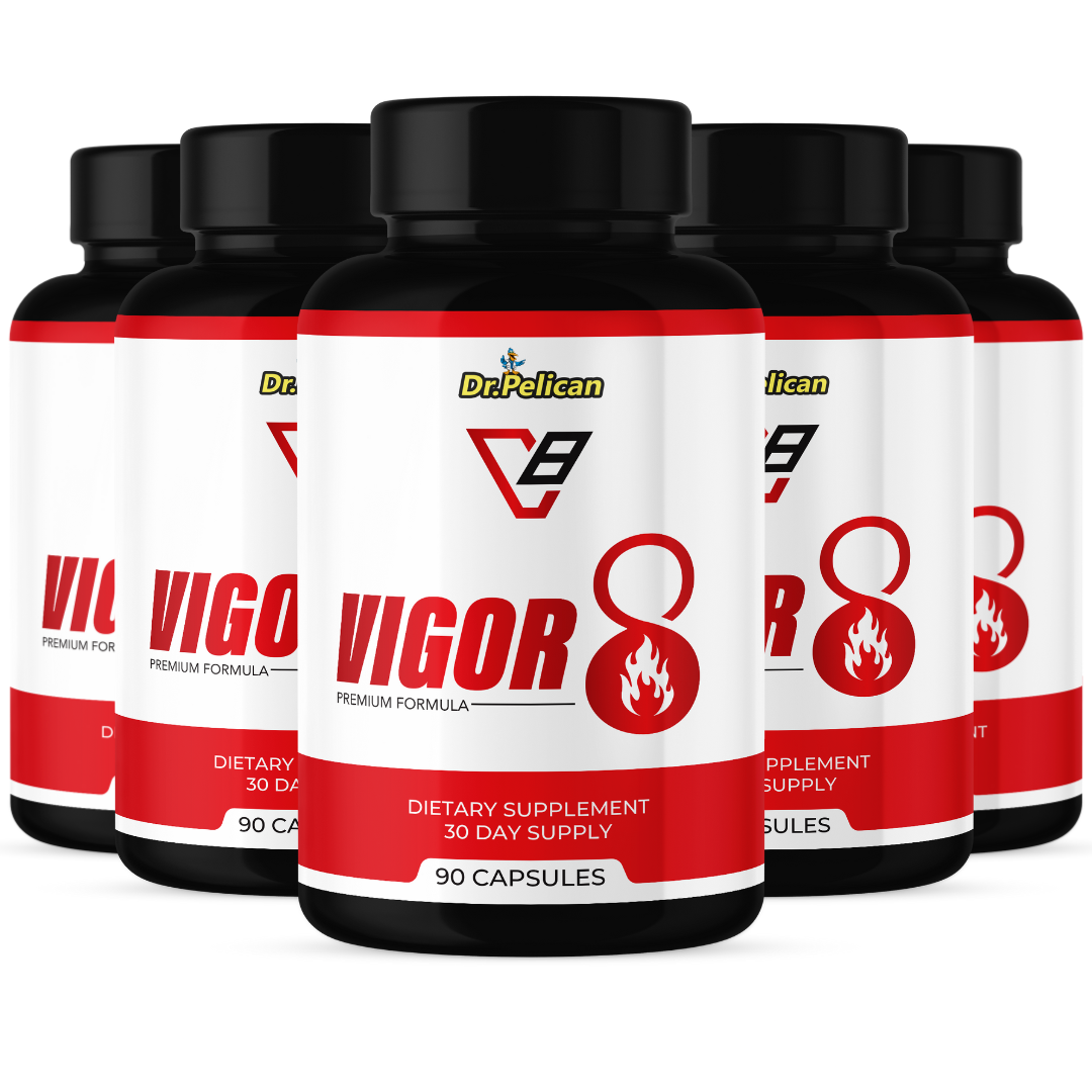 Vigor8- Bodybuilding & Men's Health Support- 5 Bottles- 450 Capsules