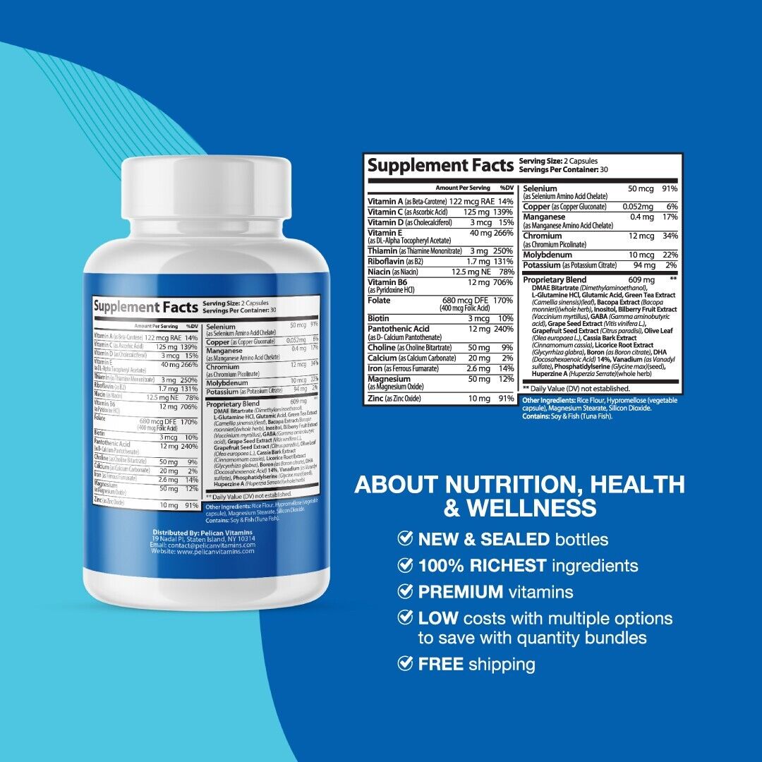 Free Relief Pro- Nerve & Brain Support- 5 Bottles- 300 Capsules