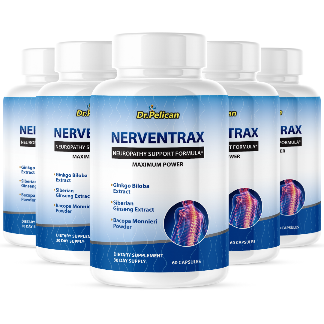Nerventrax- Nerve & Brain Support- 5 Bottles- 300 Capsules