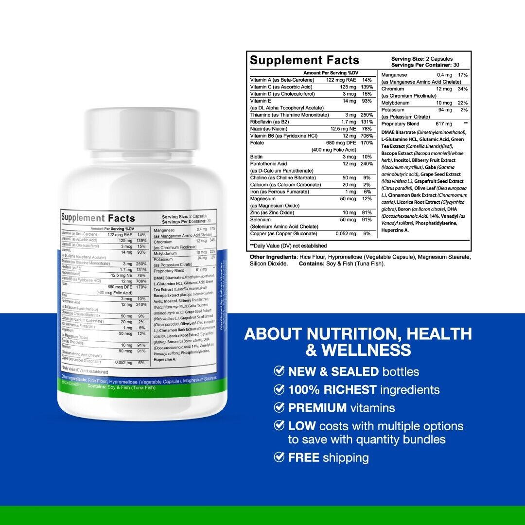 NuRal- Brain & Cognition Support- 4 Bottles- 240 Capsules