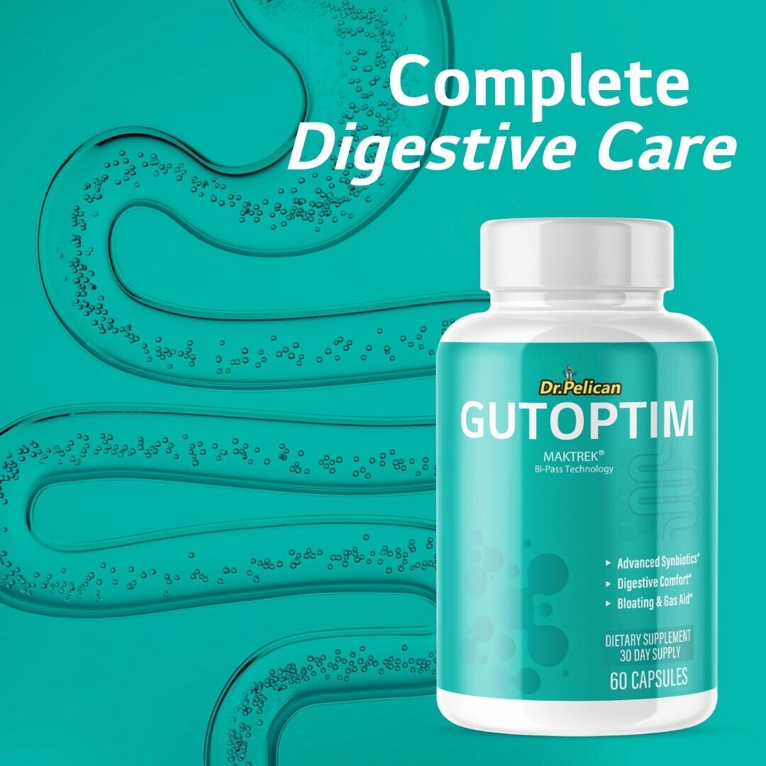 Gutoptim- Digestive Support- 4 Bottles- 240 Capsules