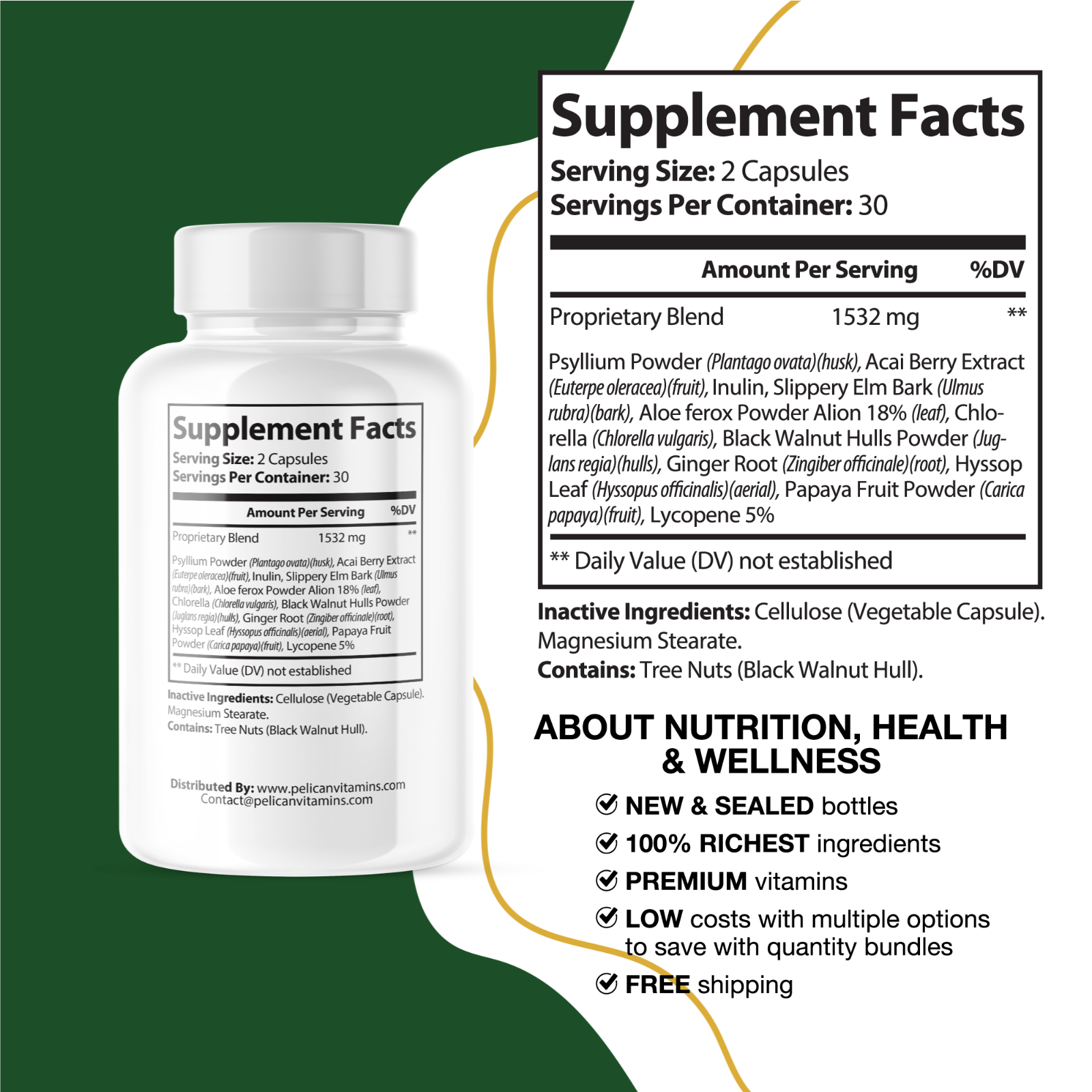Claritox Pro-Reduce Bloating/Weight Loss/Bowel Movement-4 Bottles-240 Capsules