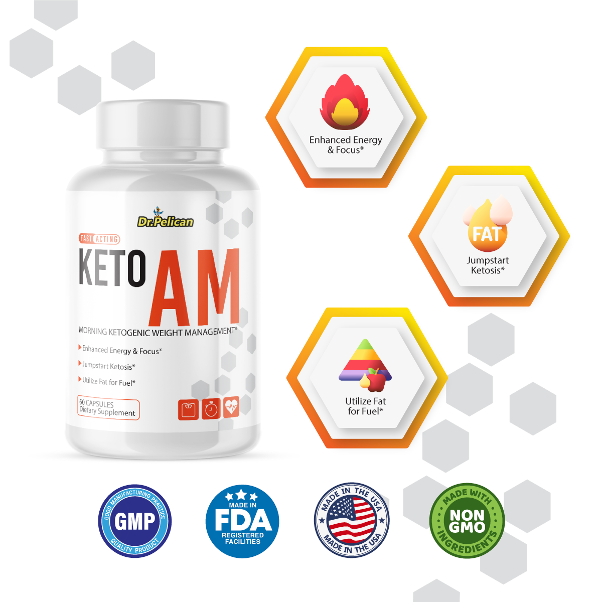 Keto Burn AM -Keto & Weight Support- 12 Bottles- 720 Capsules